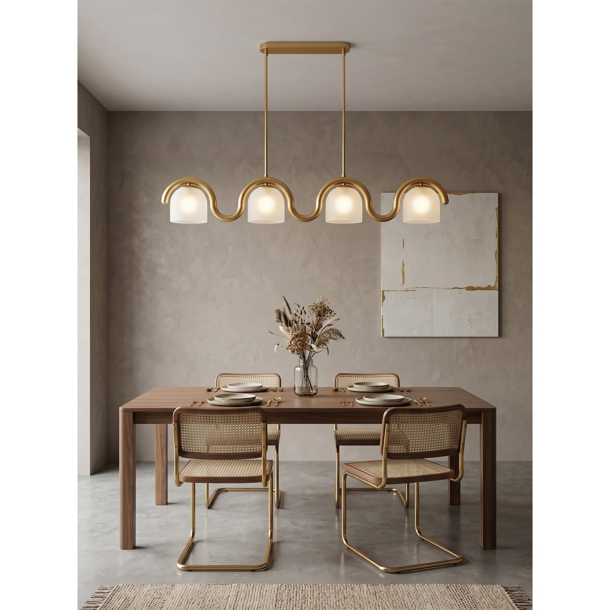 Wavy Terracotta Linear Glass Chandelier