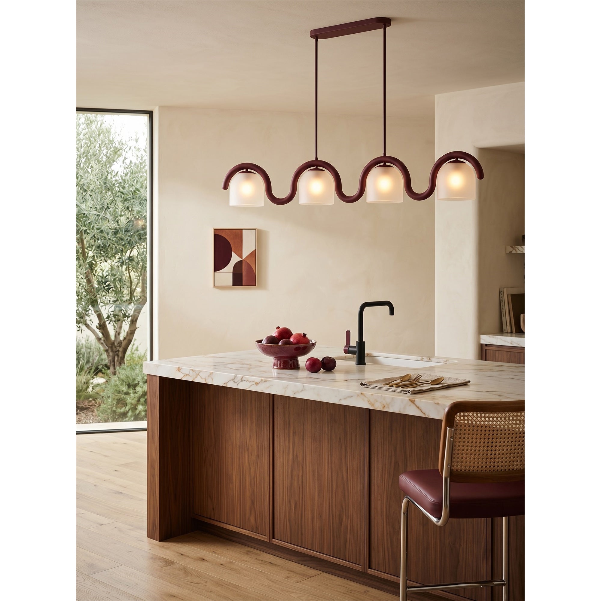 Wavy Terracotta Linear Glass Chandelier