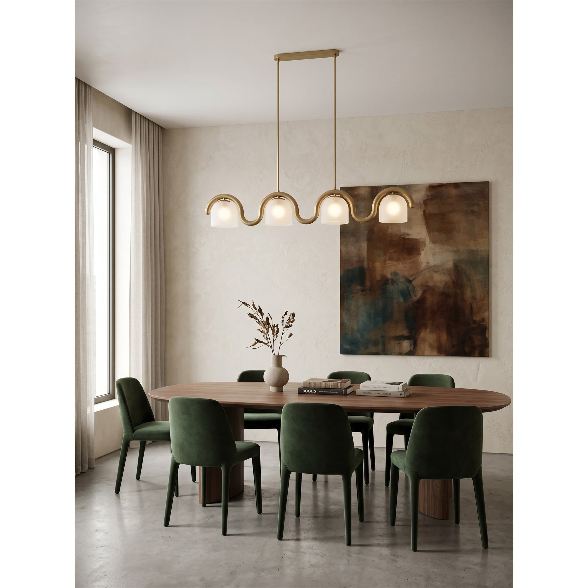 Wavy Terracotta Linear Glass Chandelier