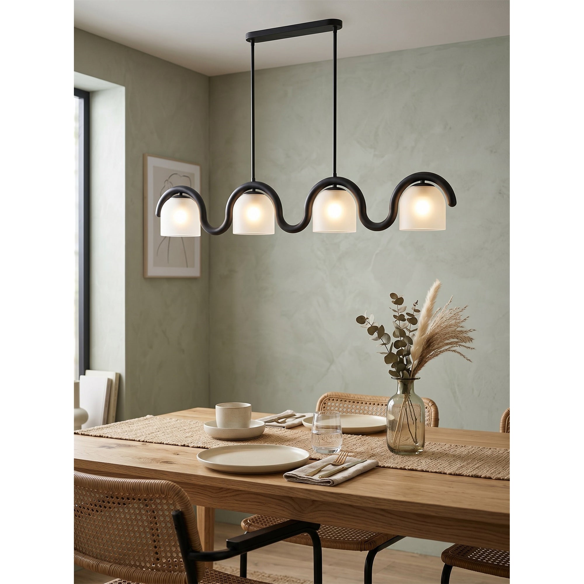Wavy Terracotta Linear Glass Chandelier