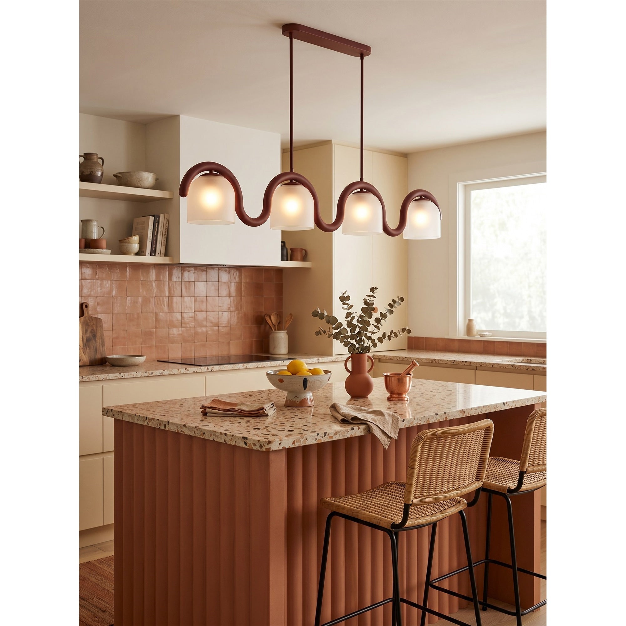 Wavy Terracotta Linear Glass Chandelier