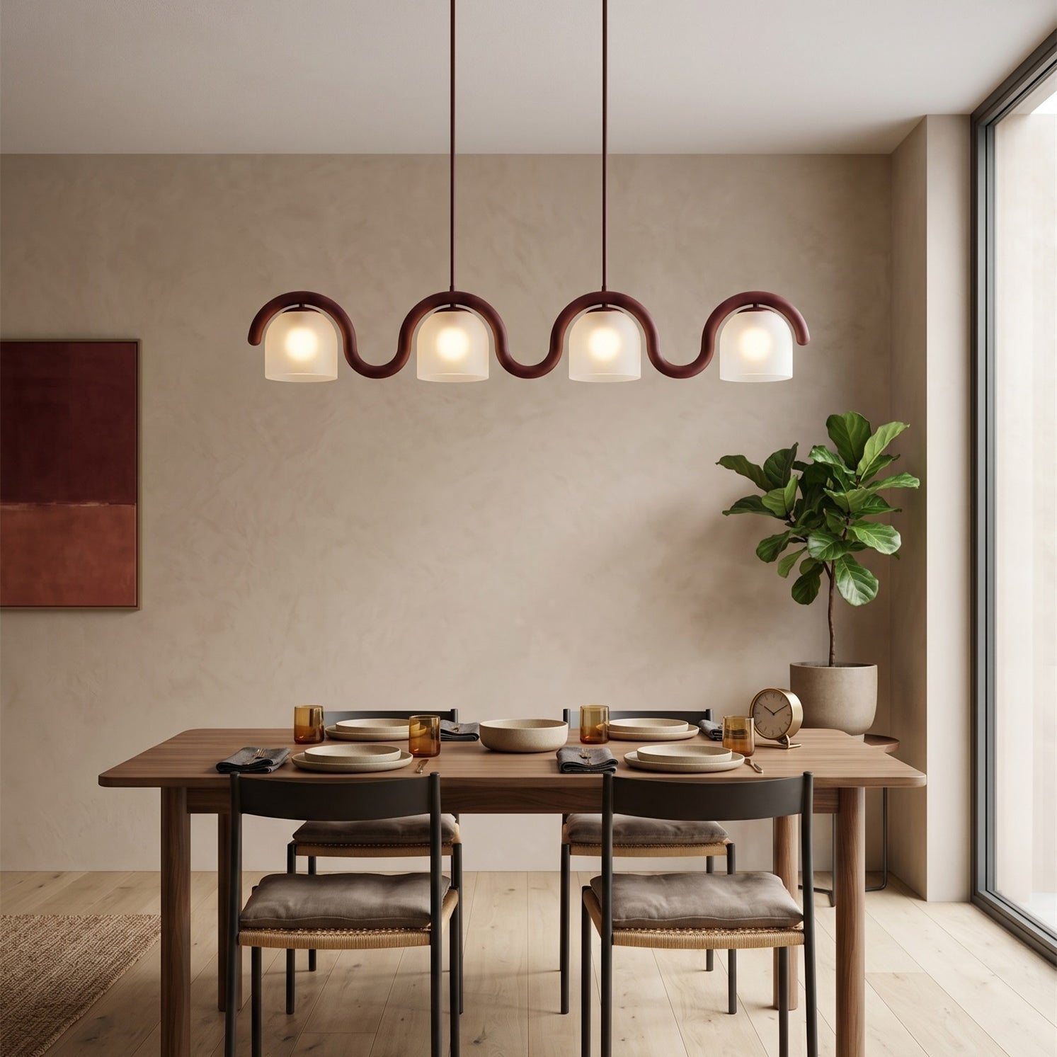 Wavy Terracotta Linear Glass Chandelier