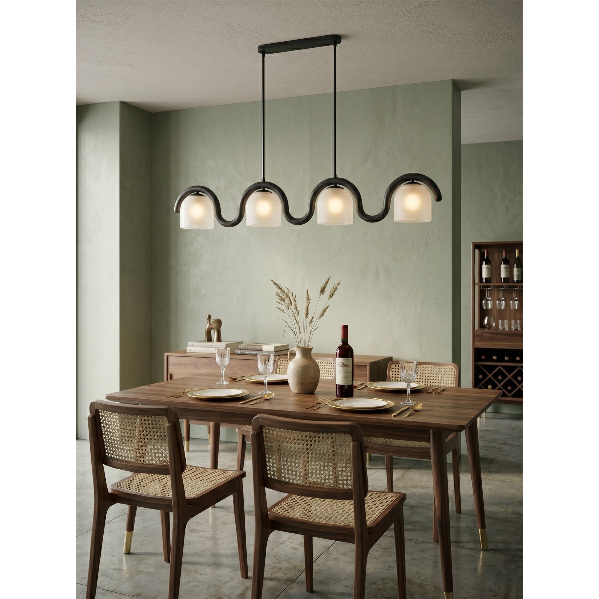 Wavy Terracotta Linear Glass Chandelier