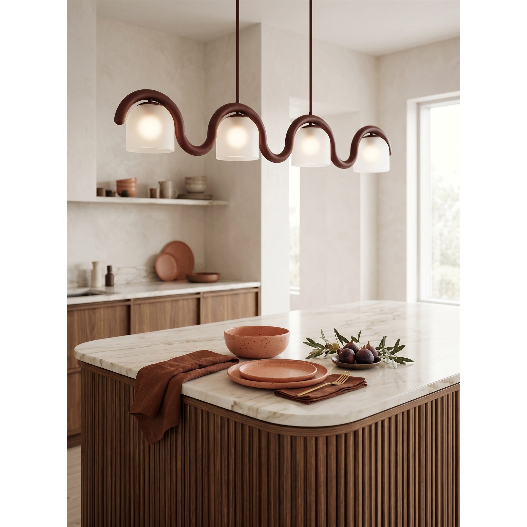 Wavy Terracotta Linear Glass Chandelier