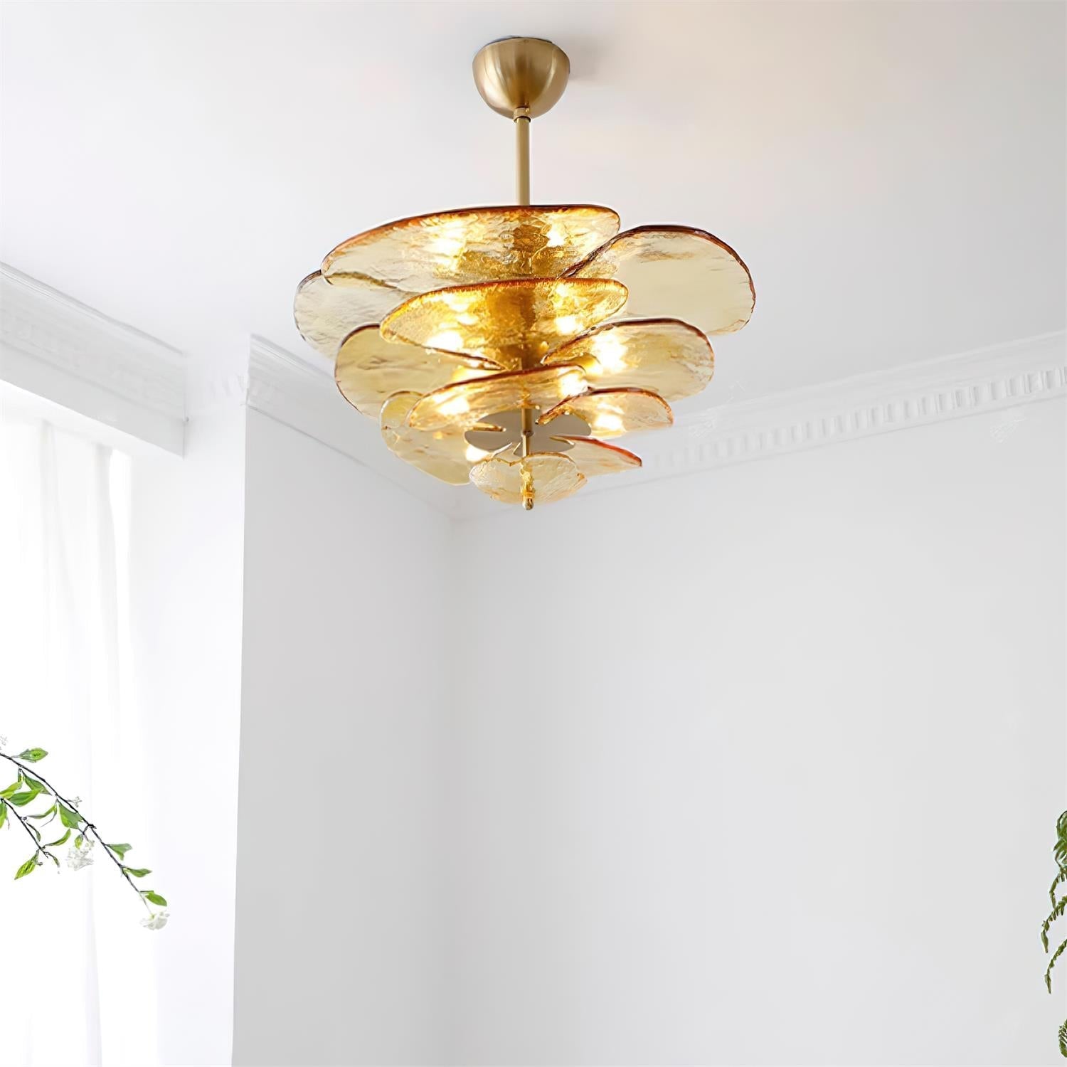 Corolla Tiered Glass Petal Chandelier