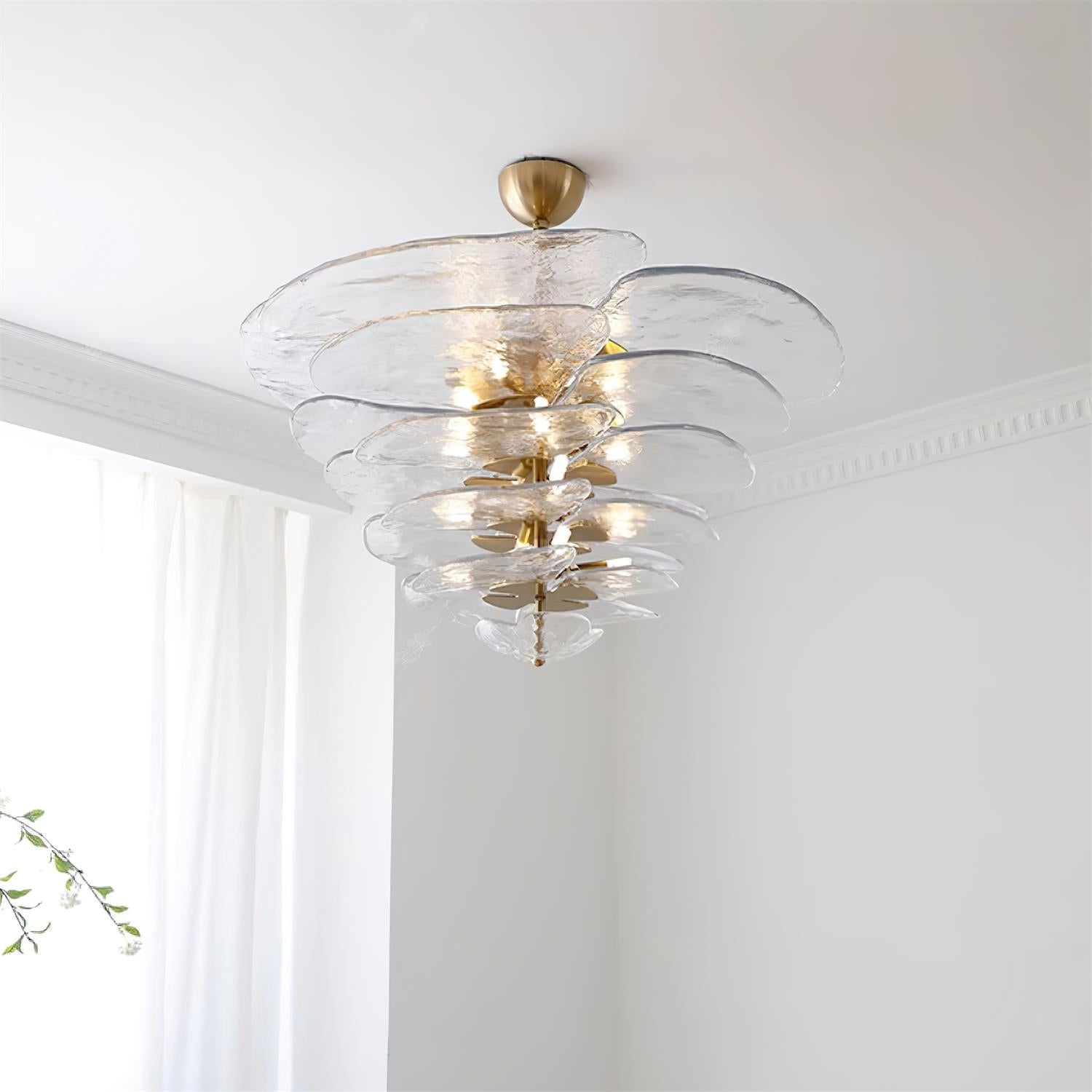 Corolla Tiered Glass Petal Chandelier
