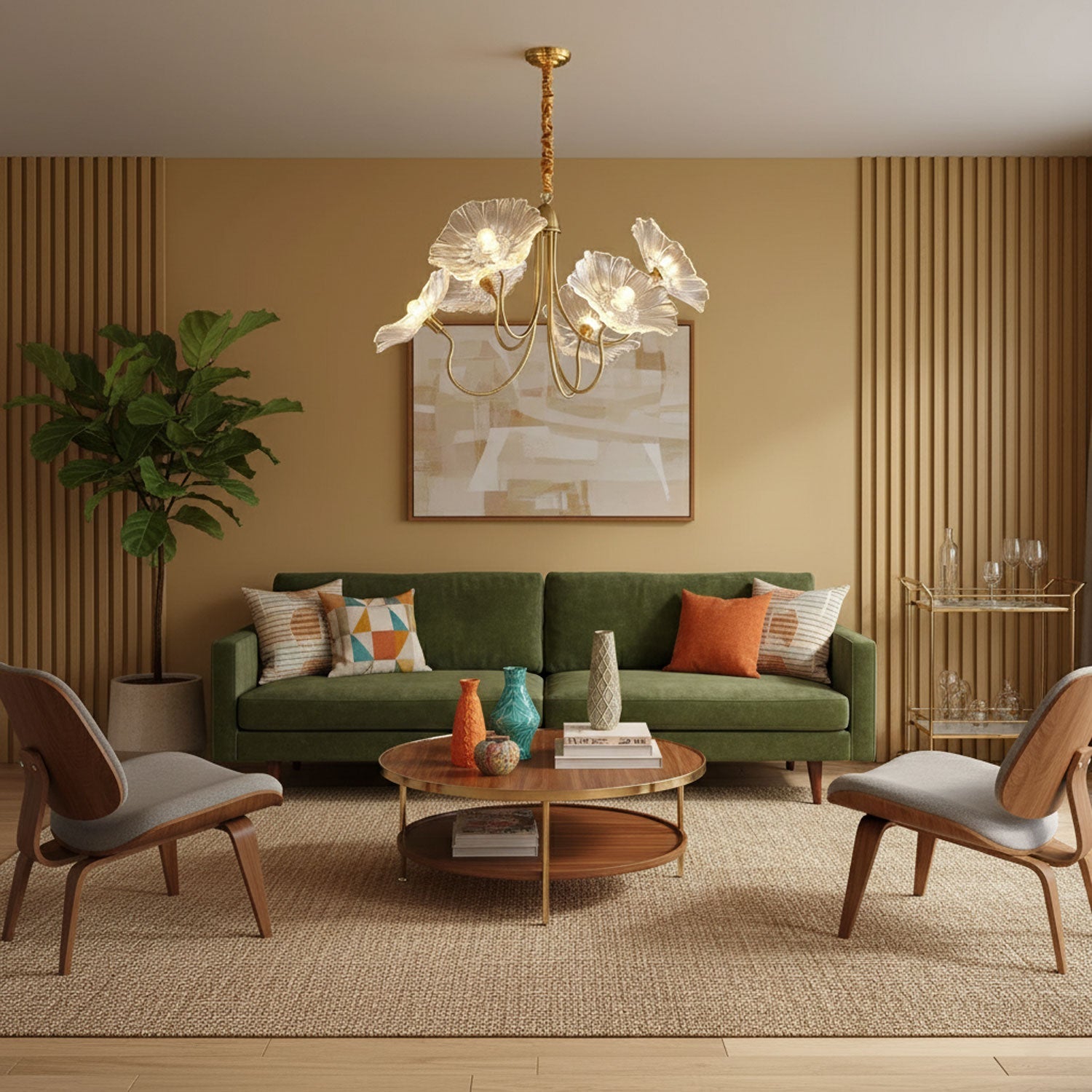 Verdal Frosted Leaf Chandelier