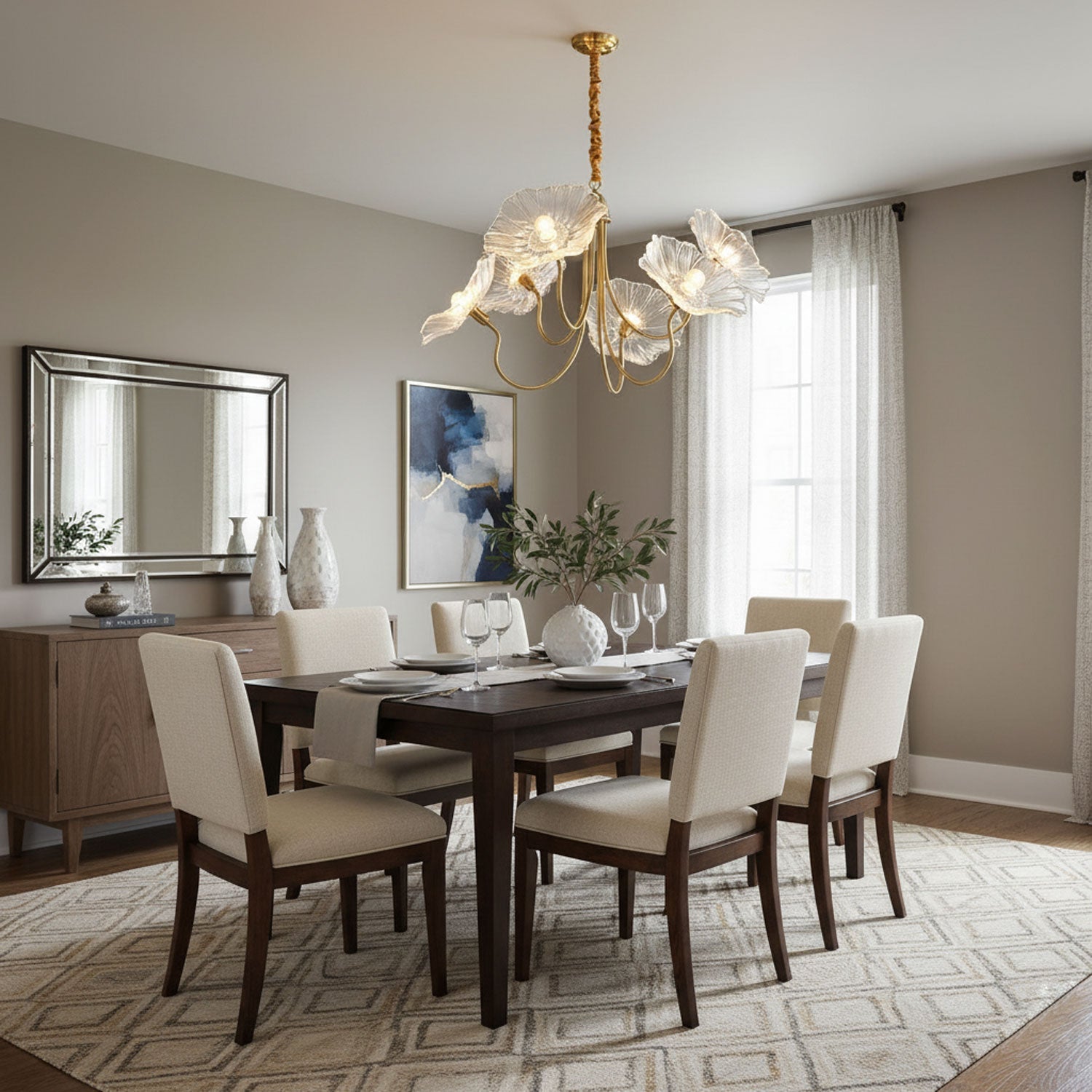 Verdal Frosted Leaf Chandelier
