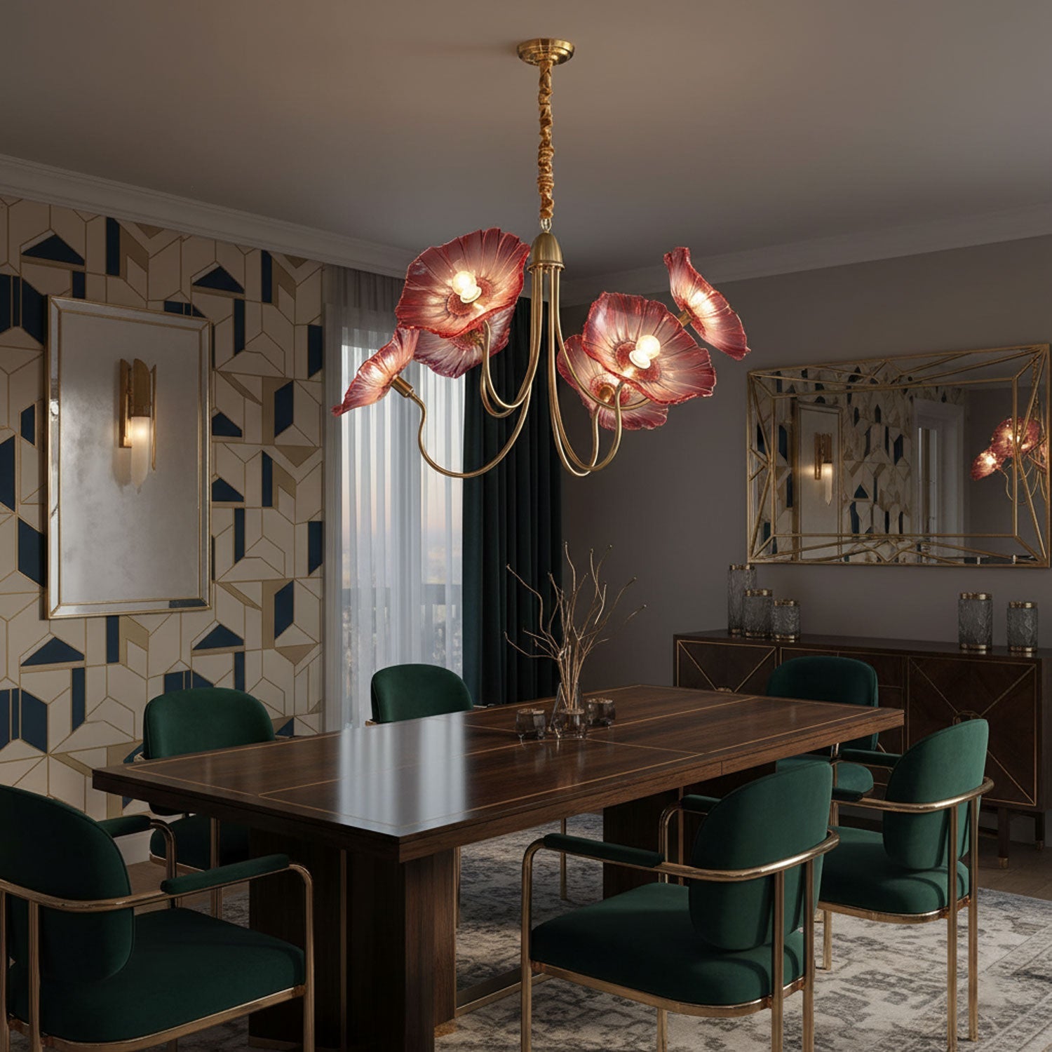 Verdal Frosted Leaf Chandelier