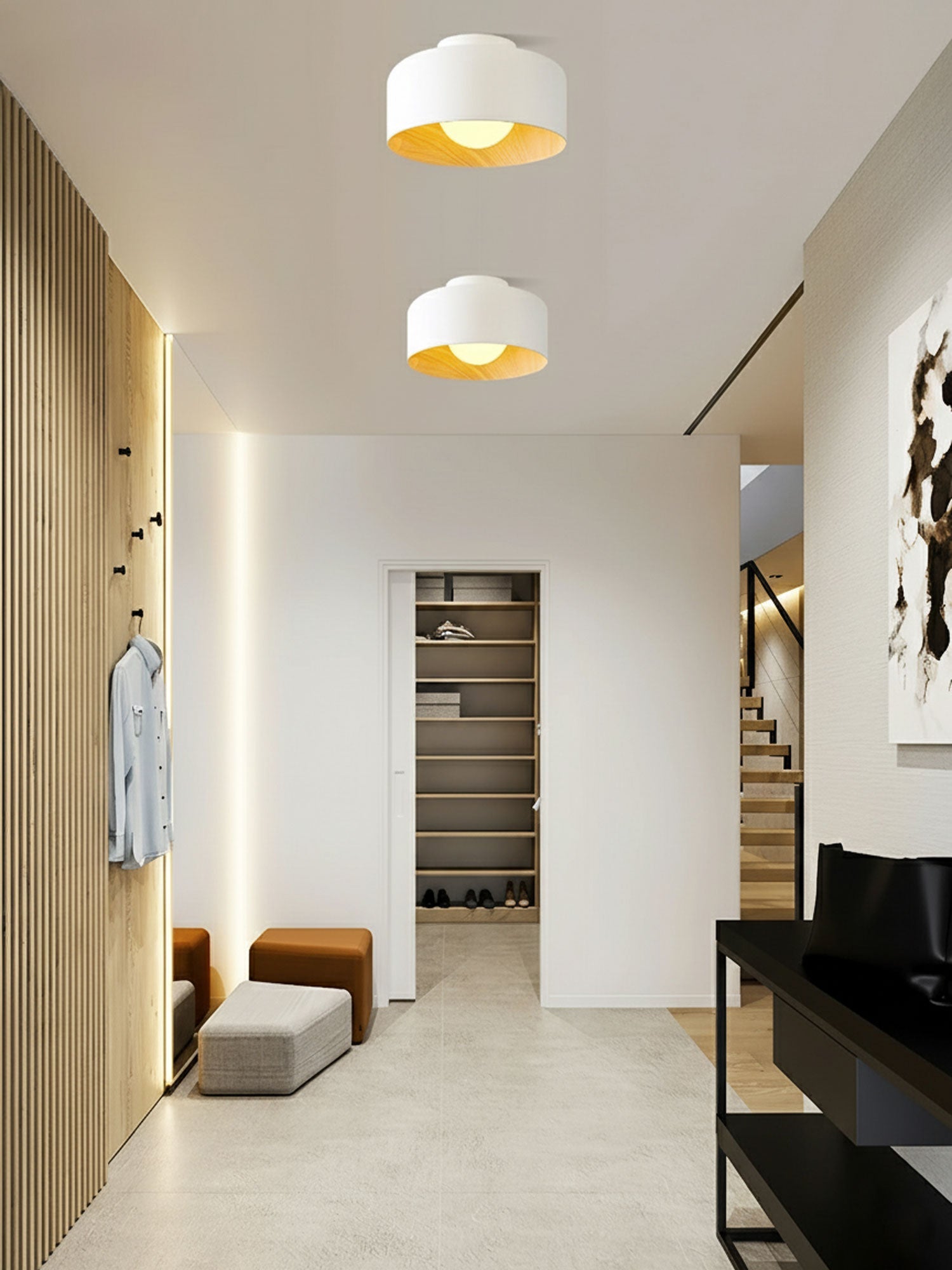 Nimbus Wood-Grain Globe Flush Mount