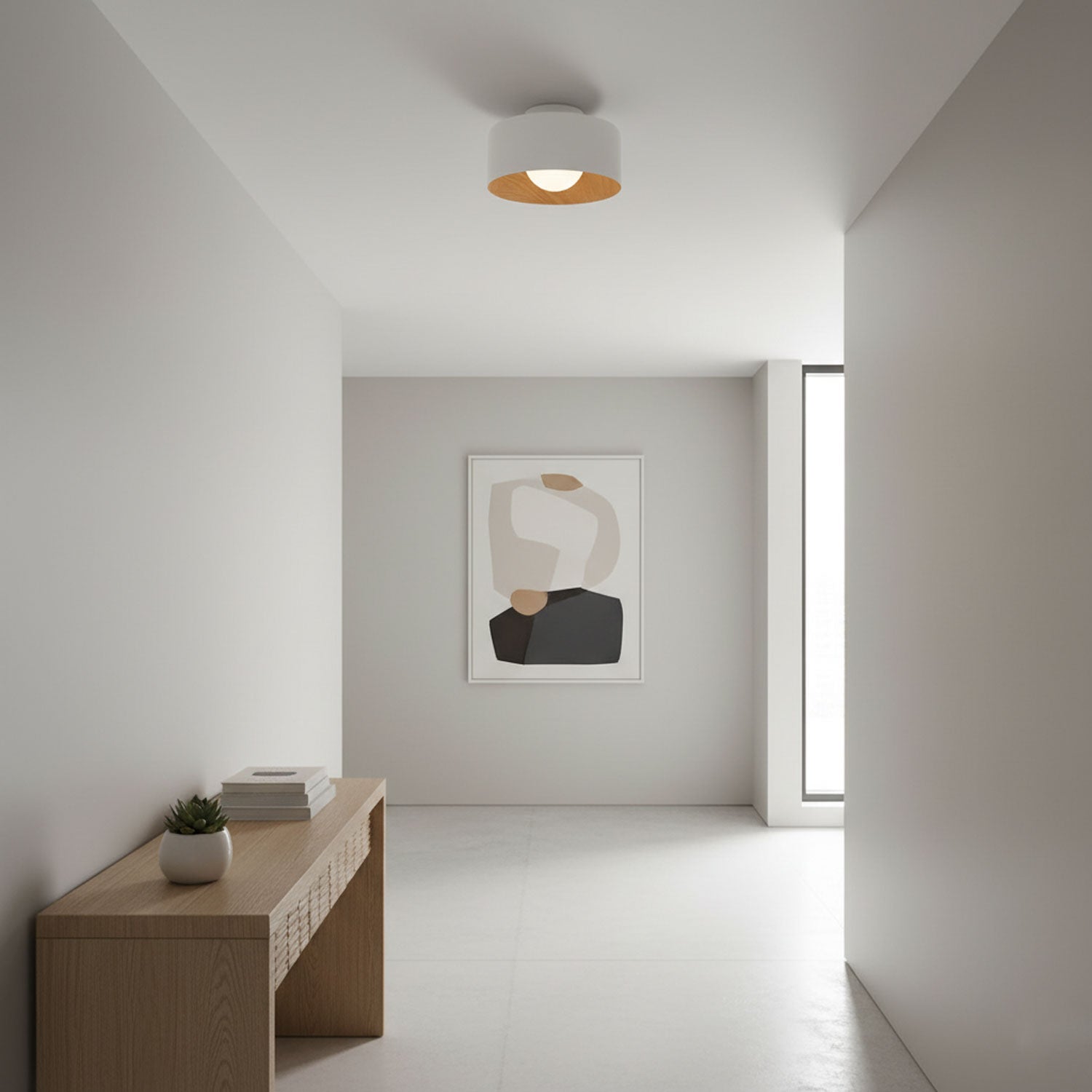 Nimbus Wood-Grain Globe Flush Mount