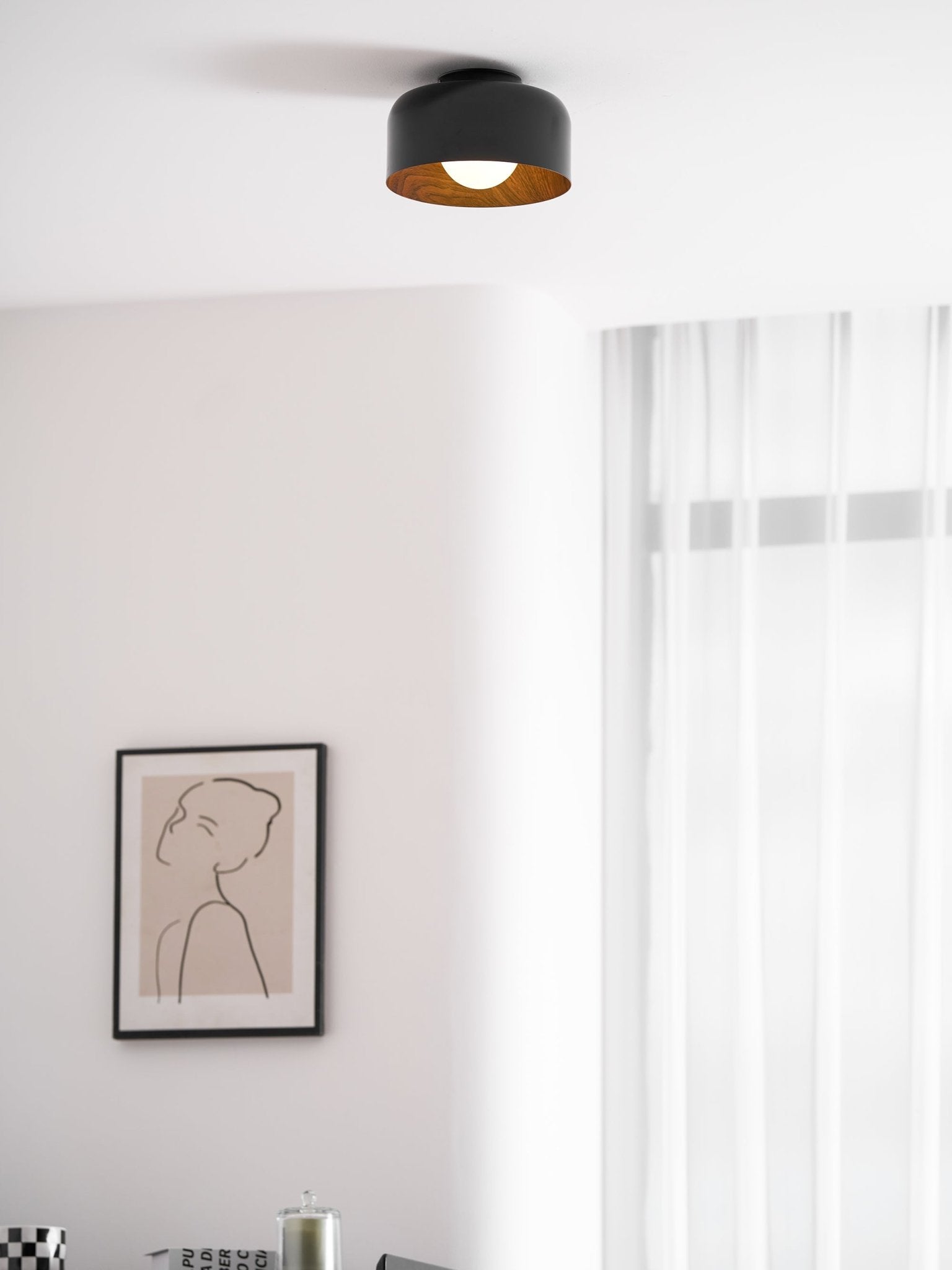 Nimbus Wood-Grain Globe Flush Mount