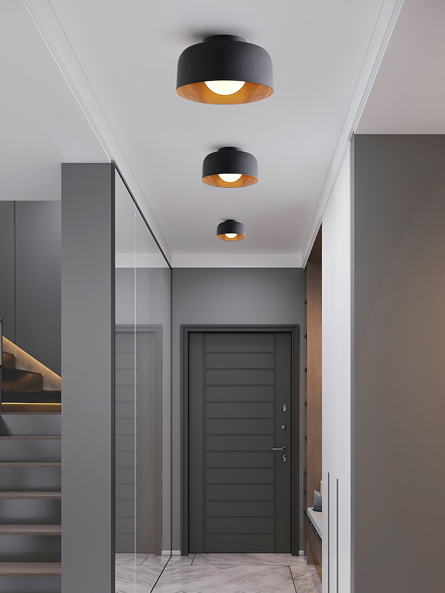 Nimbus Wood-Grain Globe Flush Mount