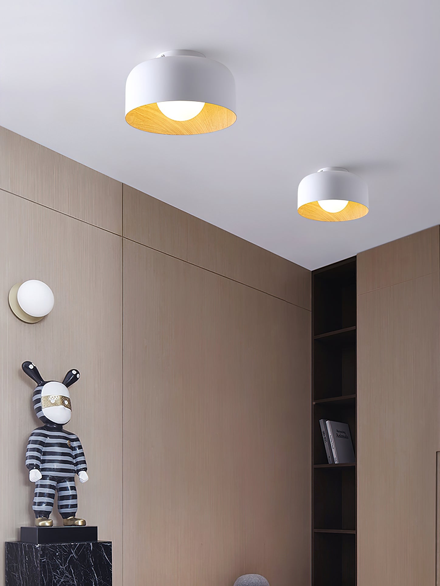 Nimbus Wood-Grain Globe Flush Mount