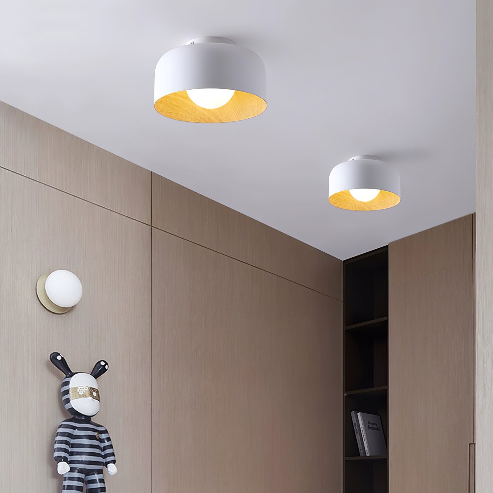 Nimbus Wood-Grain Globe Flush Mount
