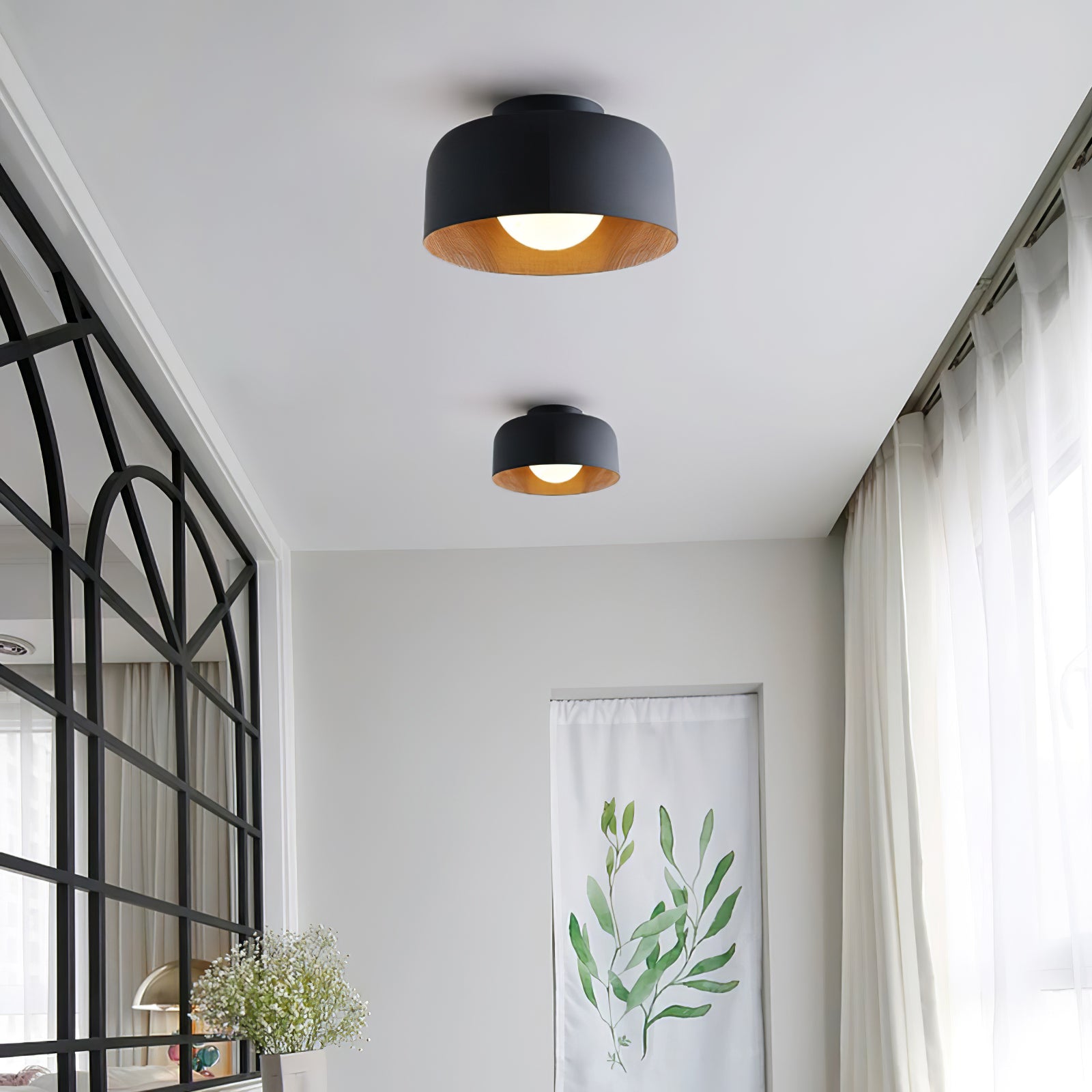 Nimbus Wood-Grain Globe Flush Mount