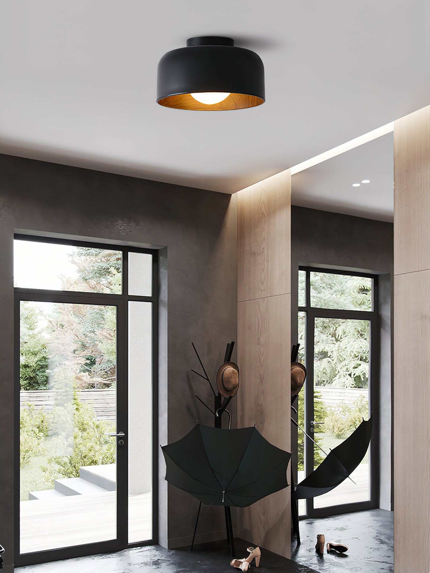 Nimbus Wood-Grain Globe Flush Mount