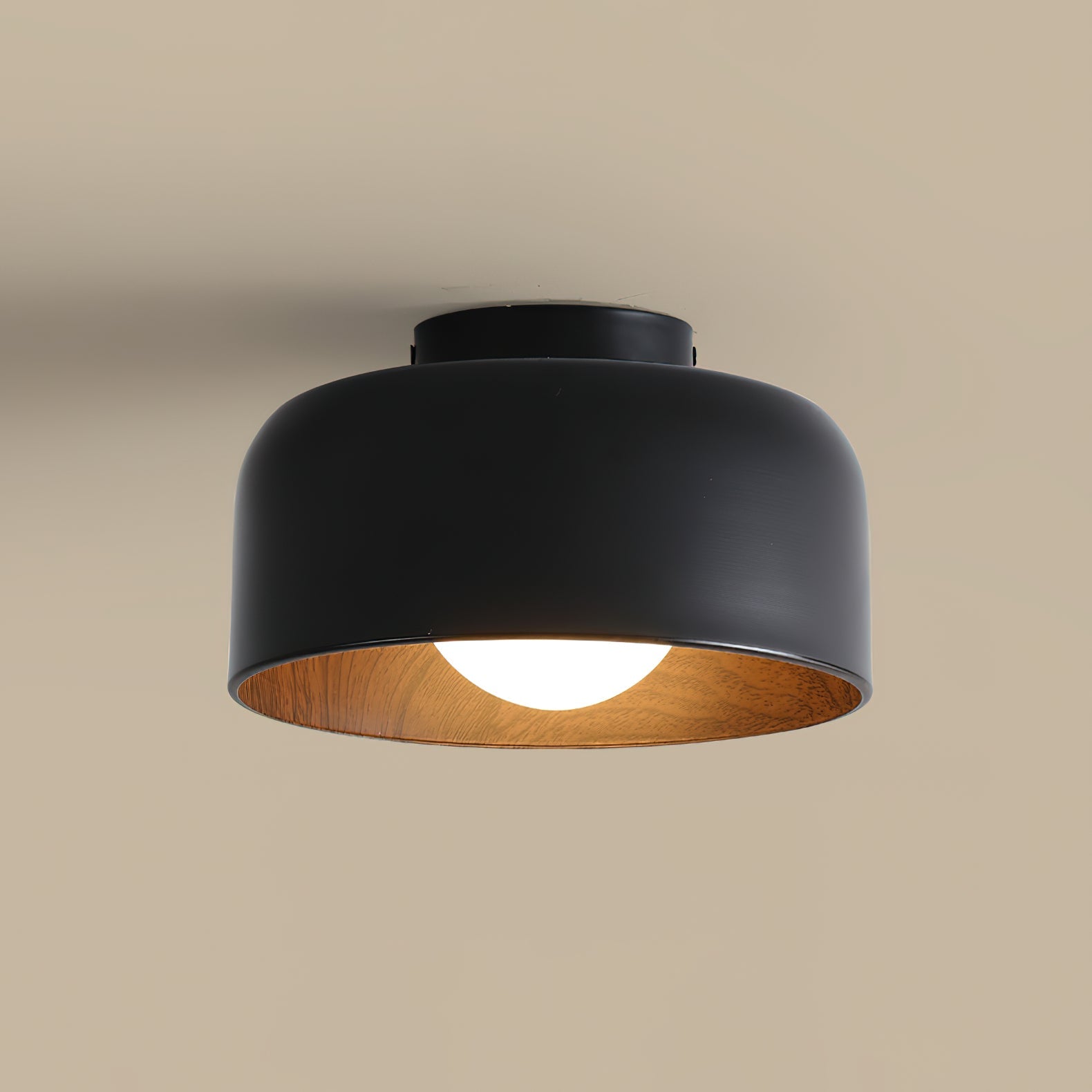 Nimbus Wood-Grain Globe Flush Mount
