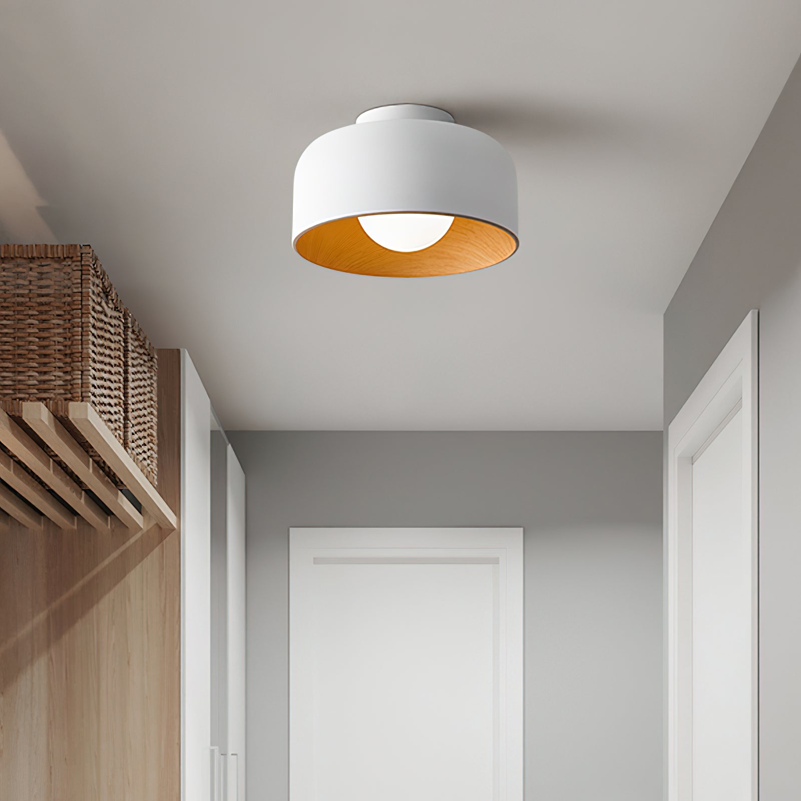Nimbus Wood-Grain Globe Flush Mount