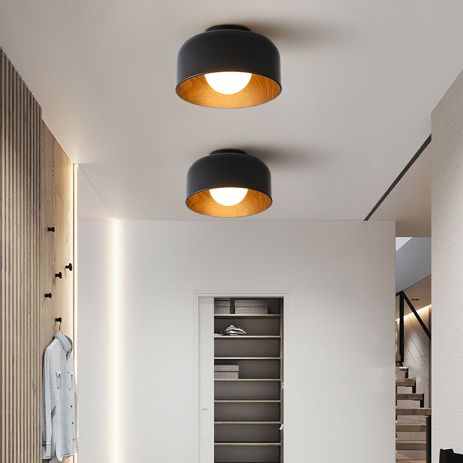 Nimbus Wood-Grain Globe Flush Mount