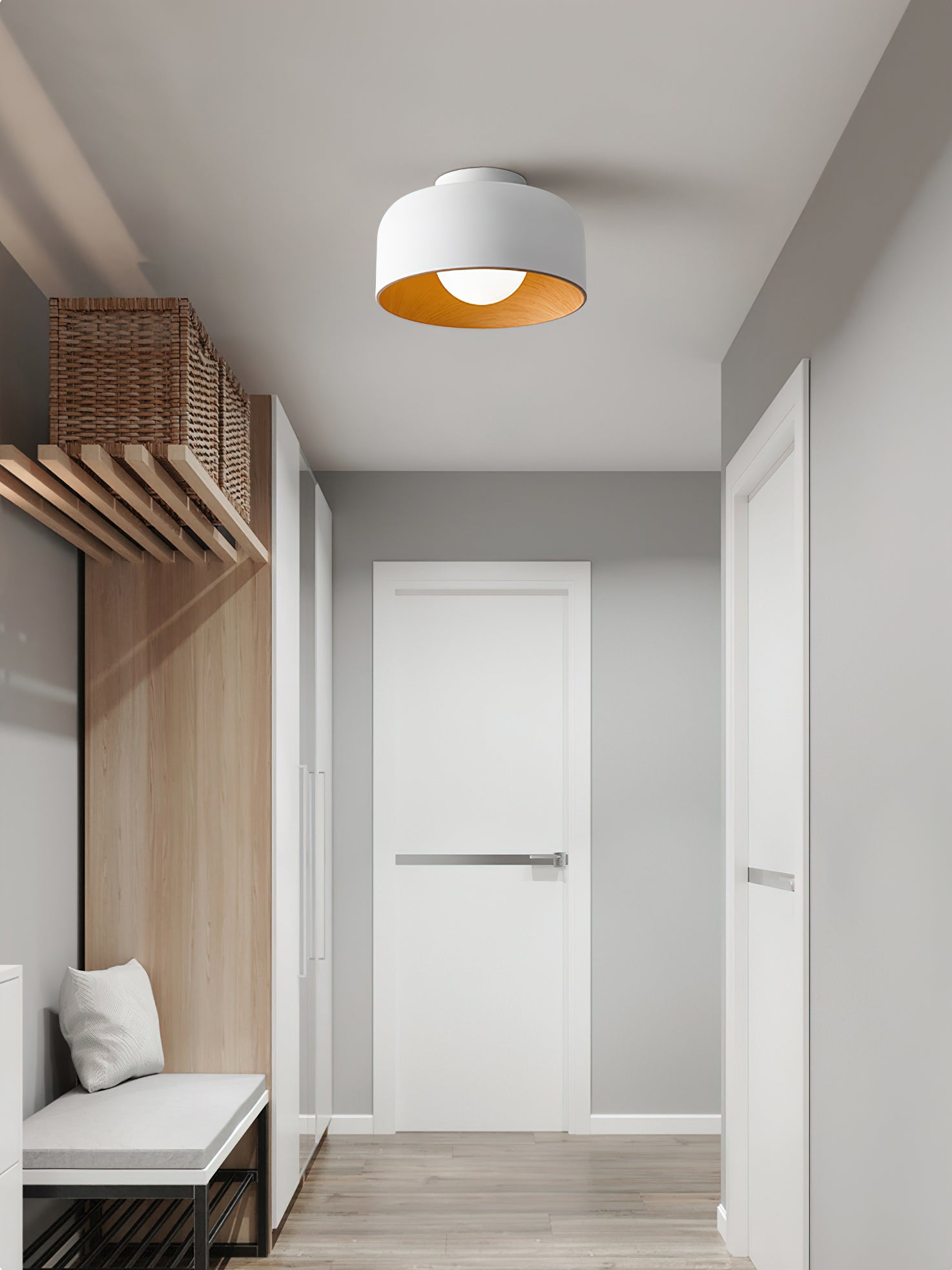 Nimbus Wood-Grain Globe Flush Mount