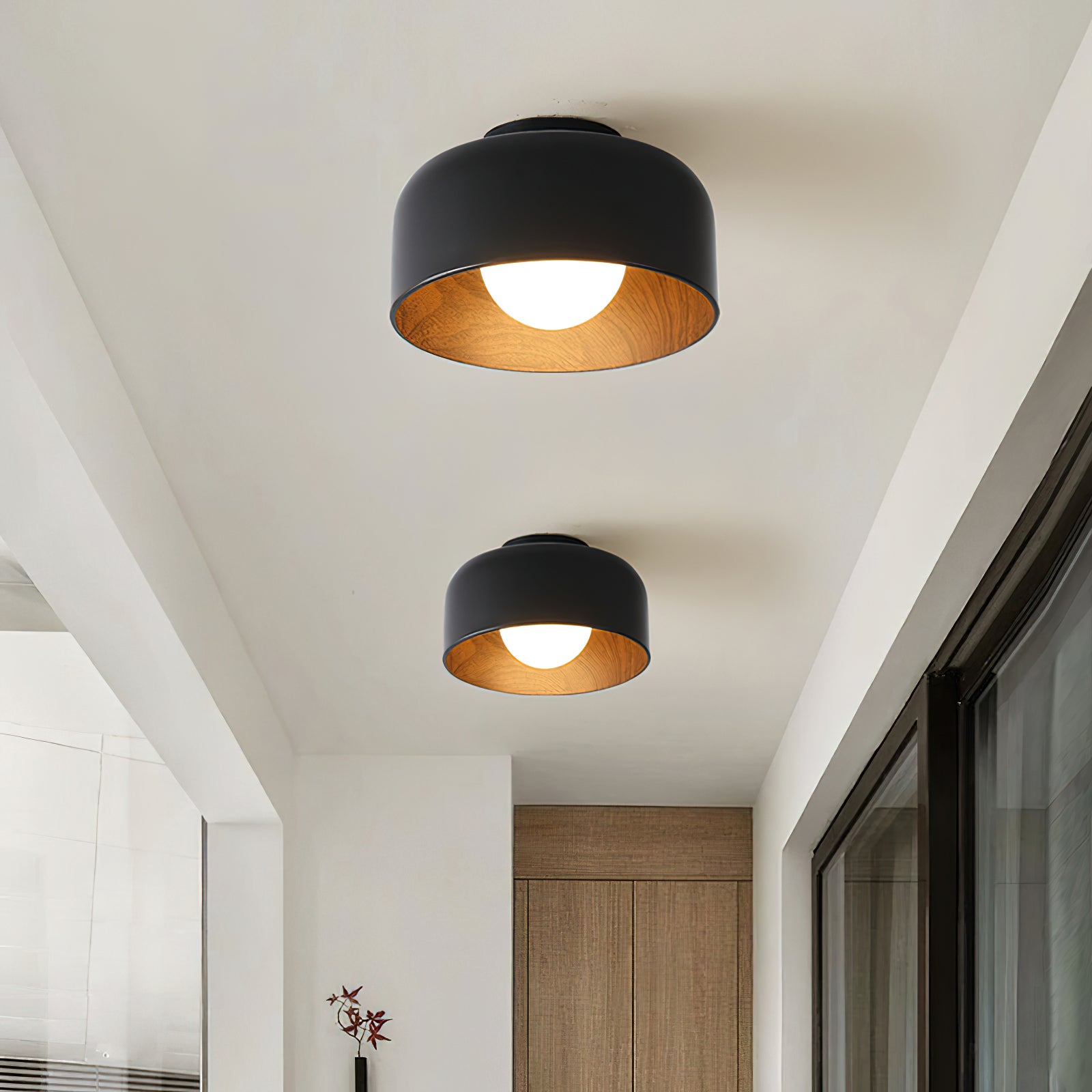 Nimbus Wood-Grain Globe Flush Mount