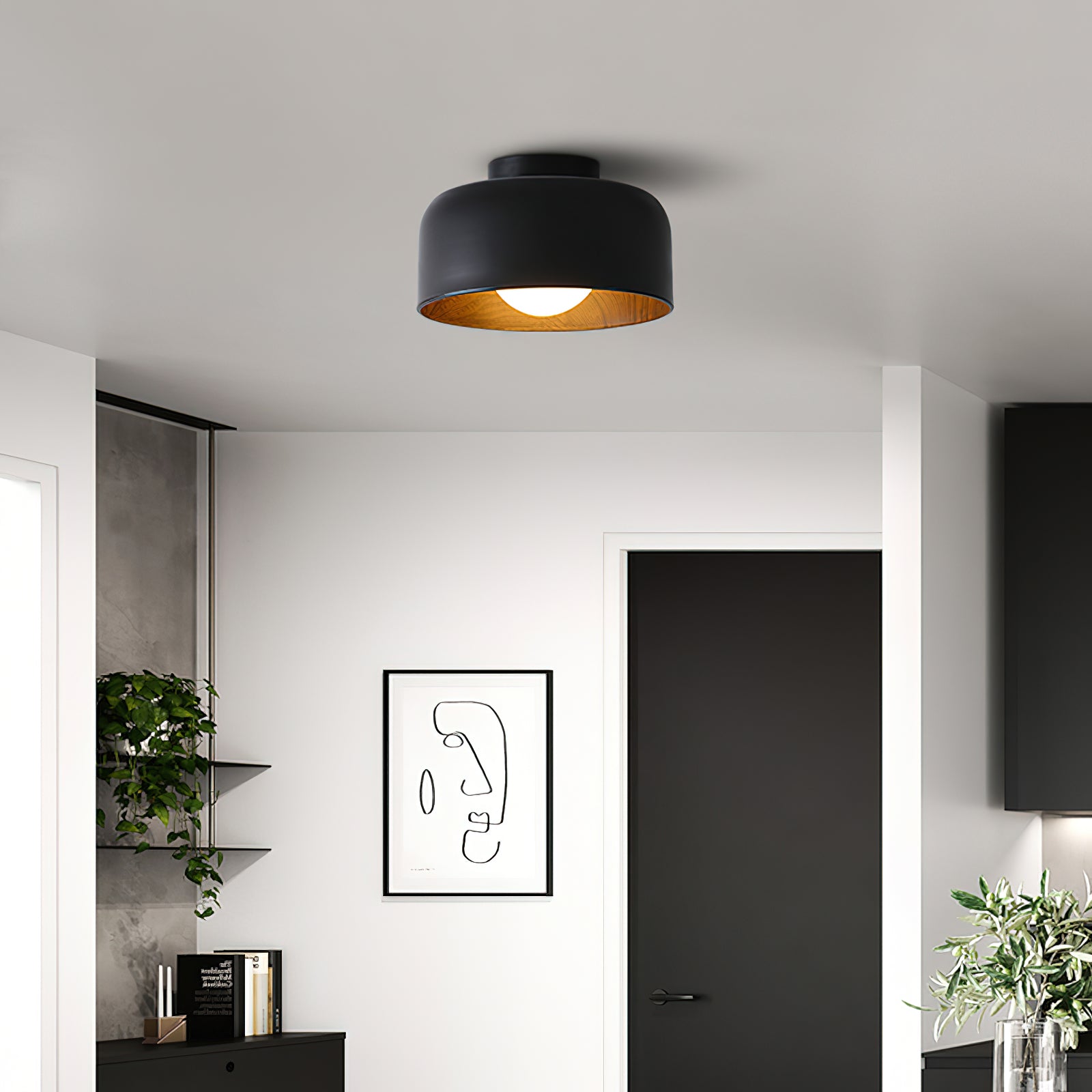 Nimbus Wood-Grain Globe Flush Mount