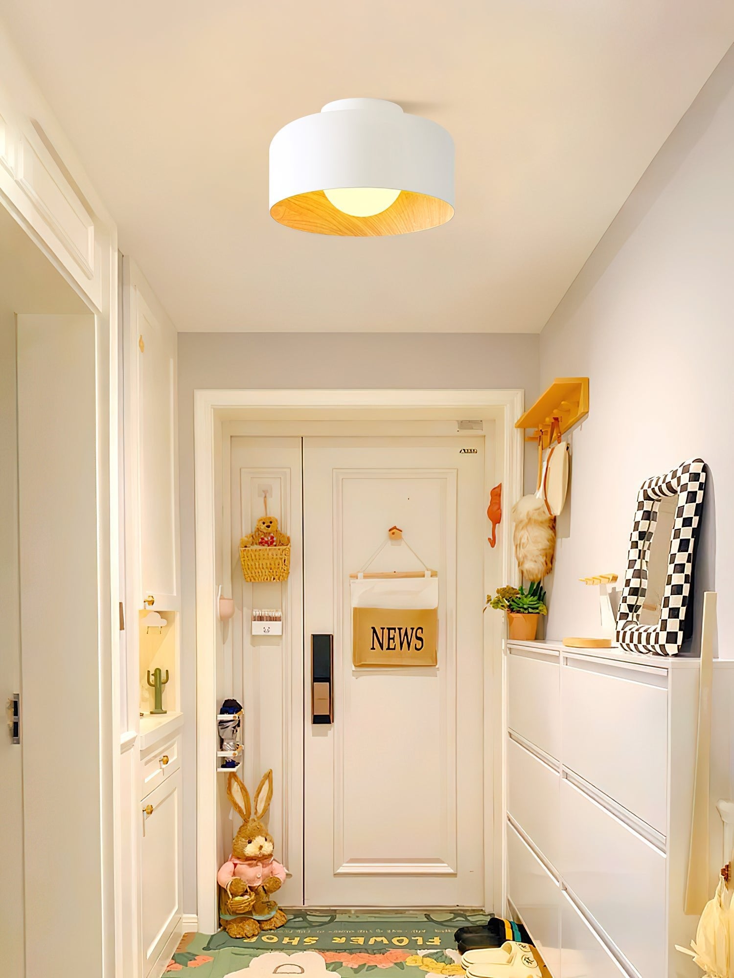 Nimbus Wood-Grain Globe Flush Mount