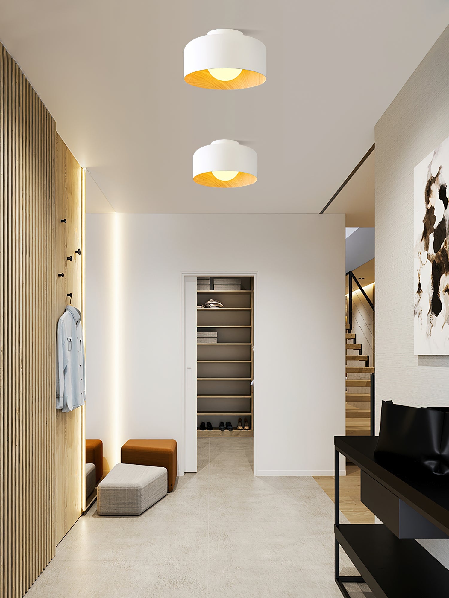 Nimbus Wood-Grain Globe Flush Mount