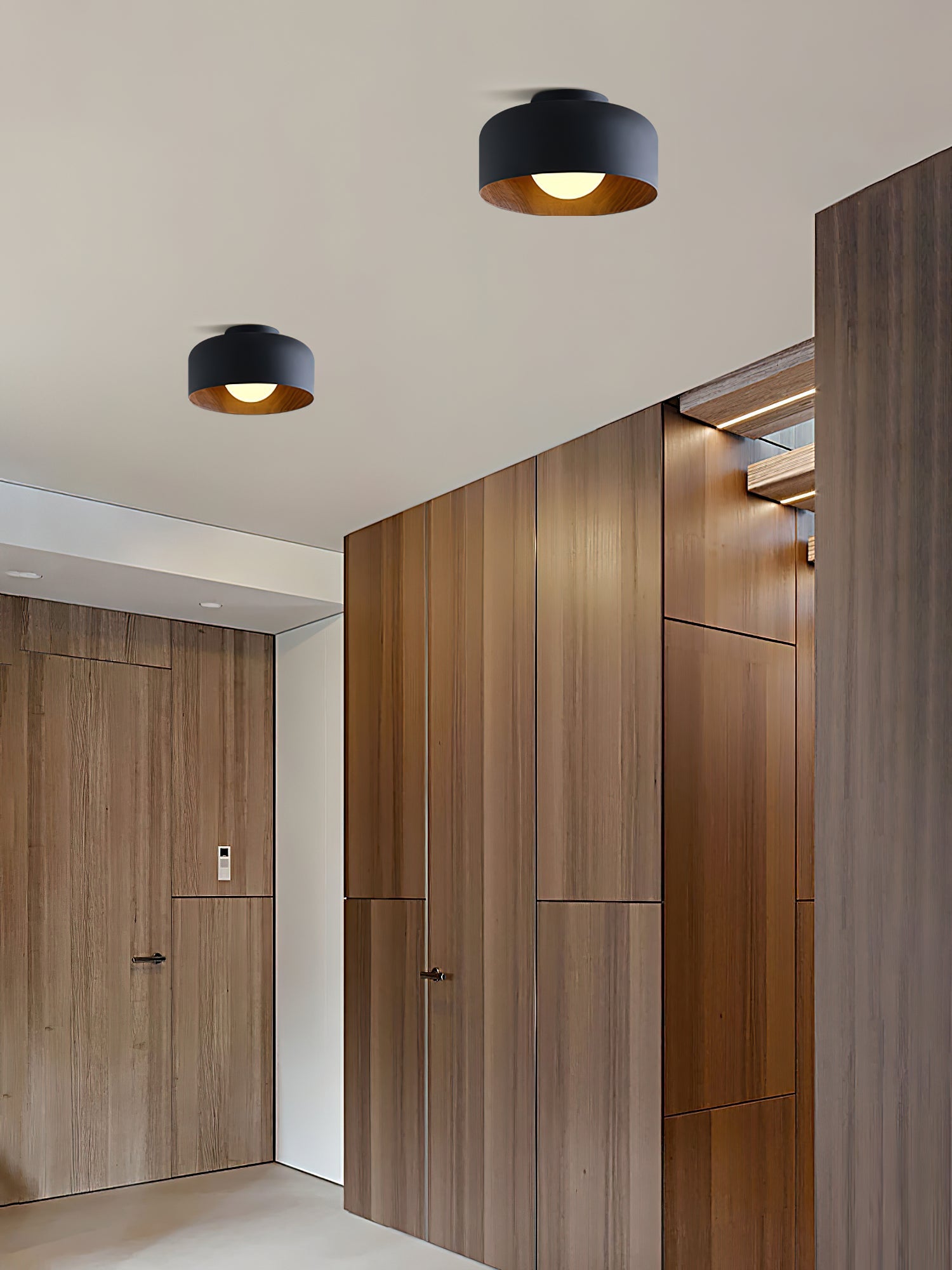 Nimbus Wood-Grain Globe Flush Mount