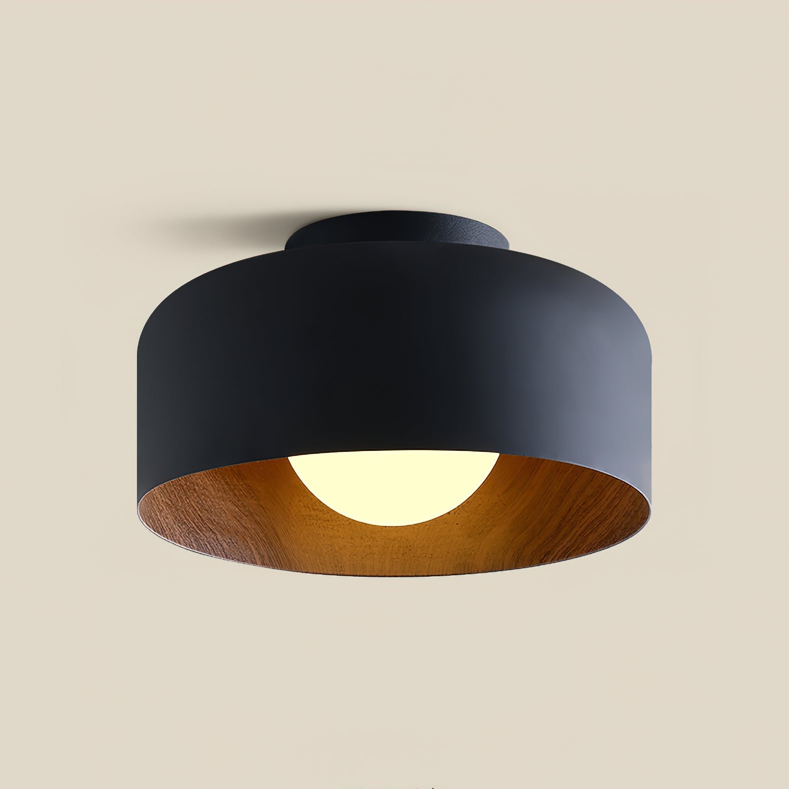 Nimbus Wood-Grain Globe Flush Mount