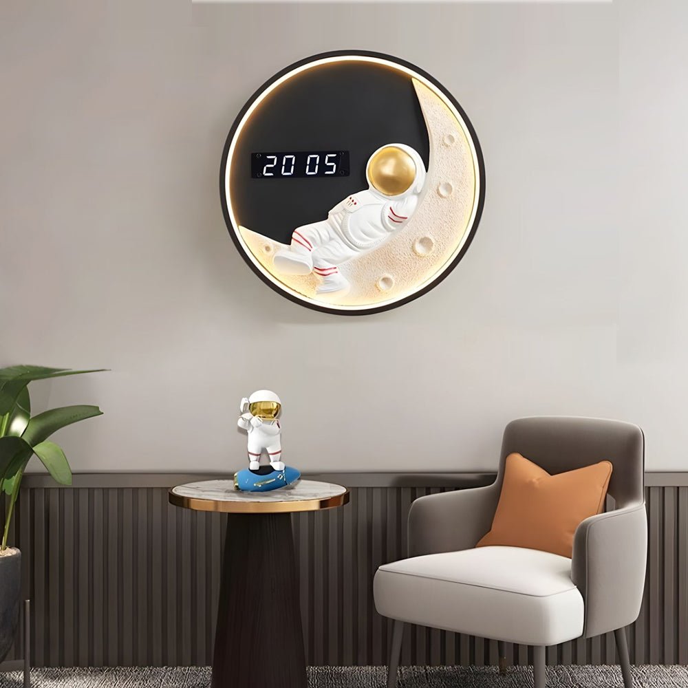 Moon LED Wall Light with Digital Clock