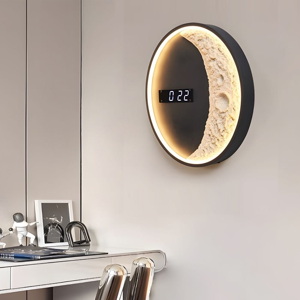 Moon LED Wall Light with Digital Clock