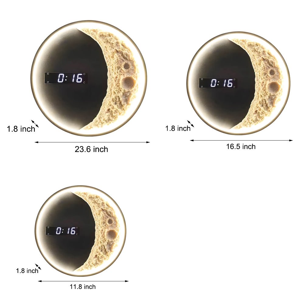 Moon LED Wall Light with Digital Clock
