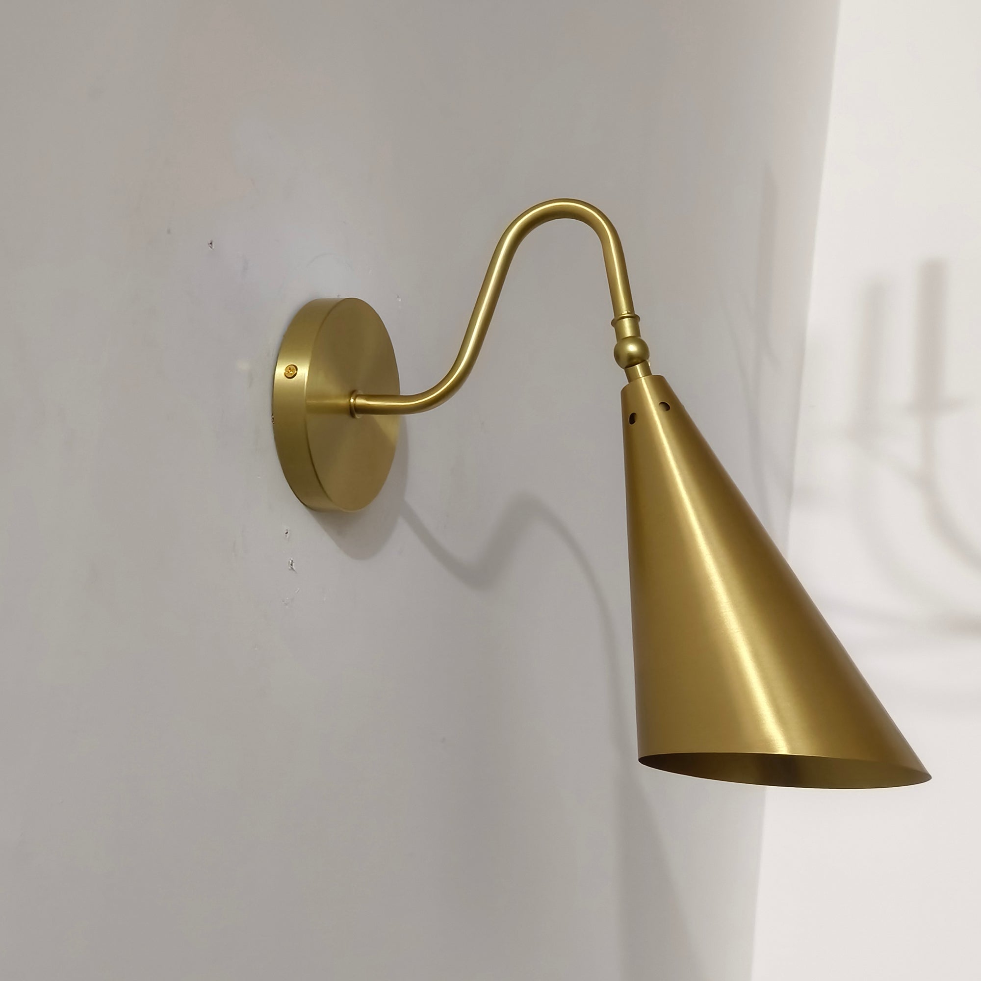 Swivel Brass Cone Wall Sconce