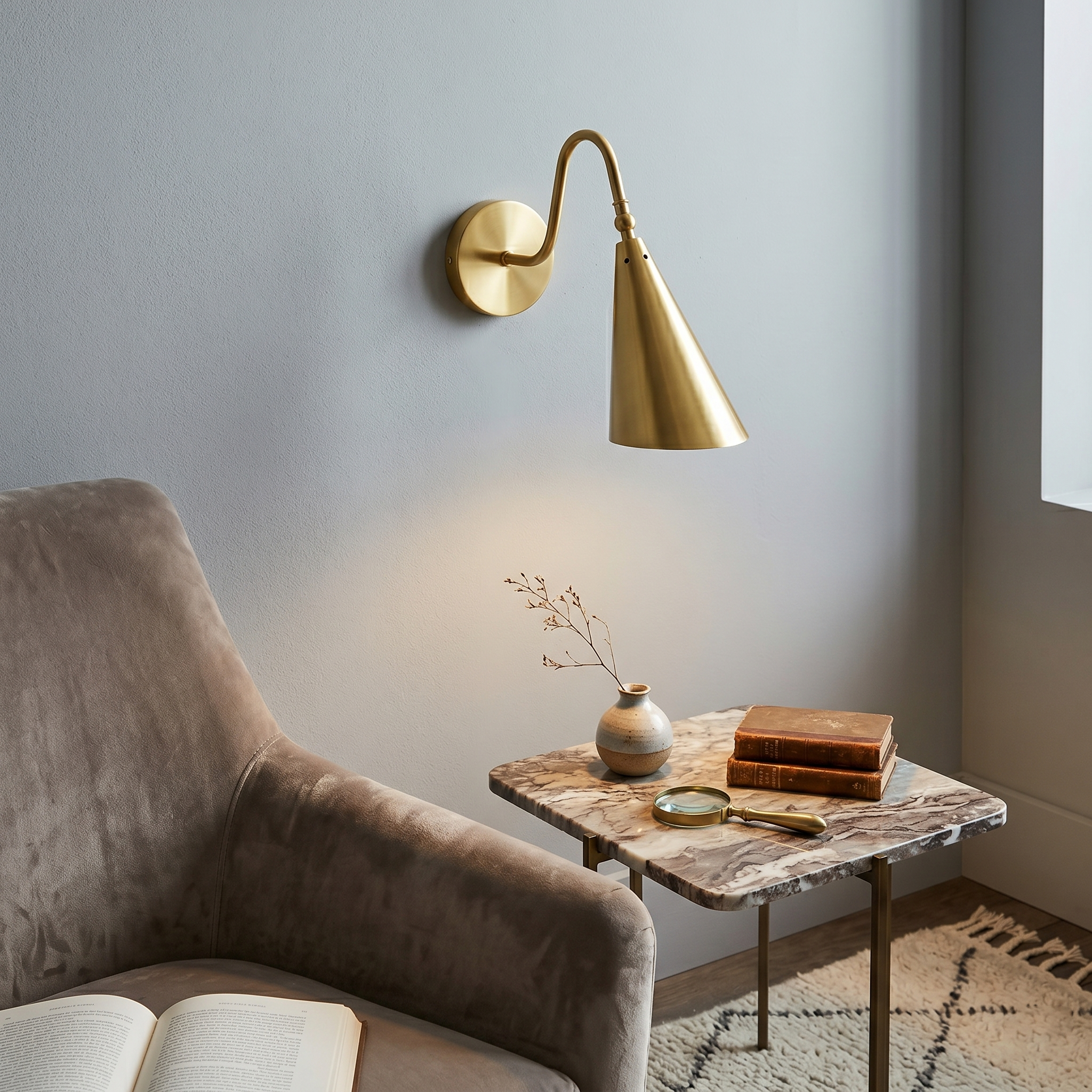 Swivel Brass Cone Wall Sconce