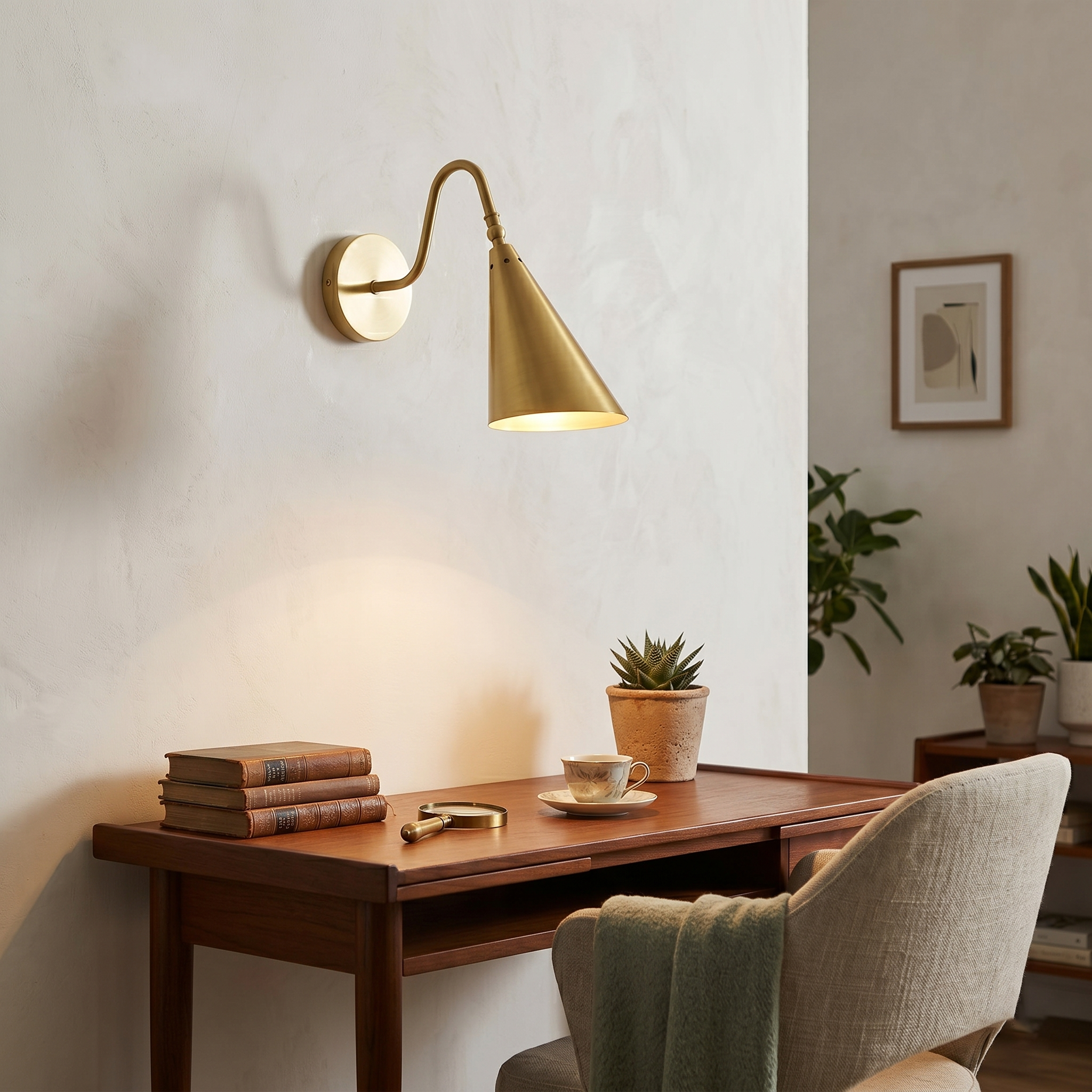 Swivel Brass Cone Wall Sconce