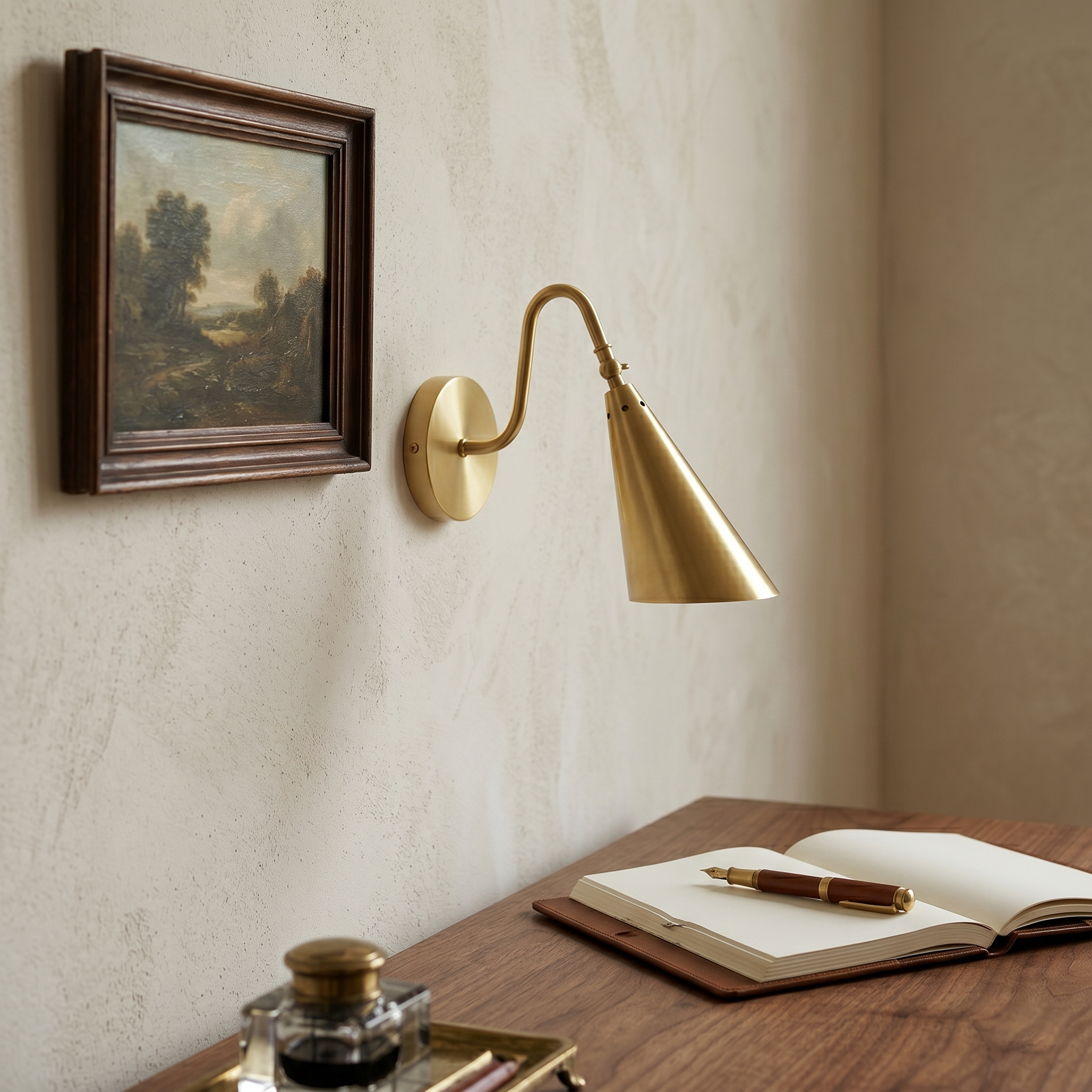 Swivel Brass Cone Wall Sconce