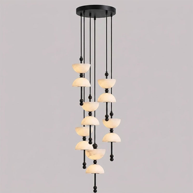 Cascading Alabaster Dome Chandelier