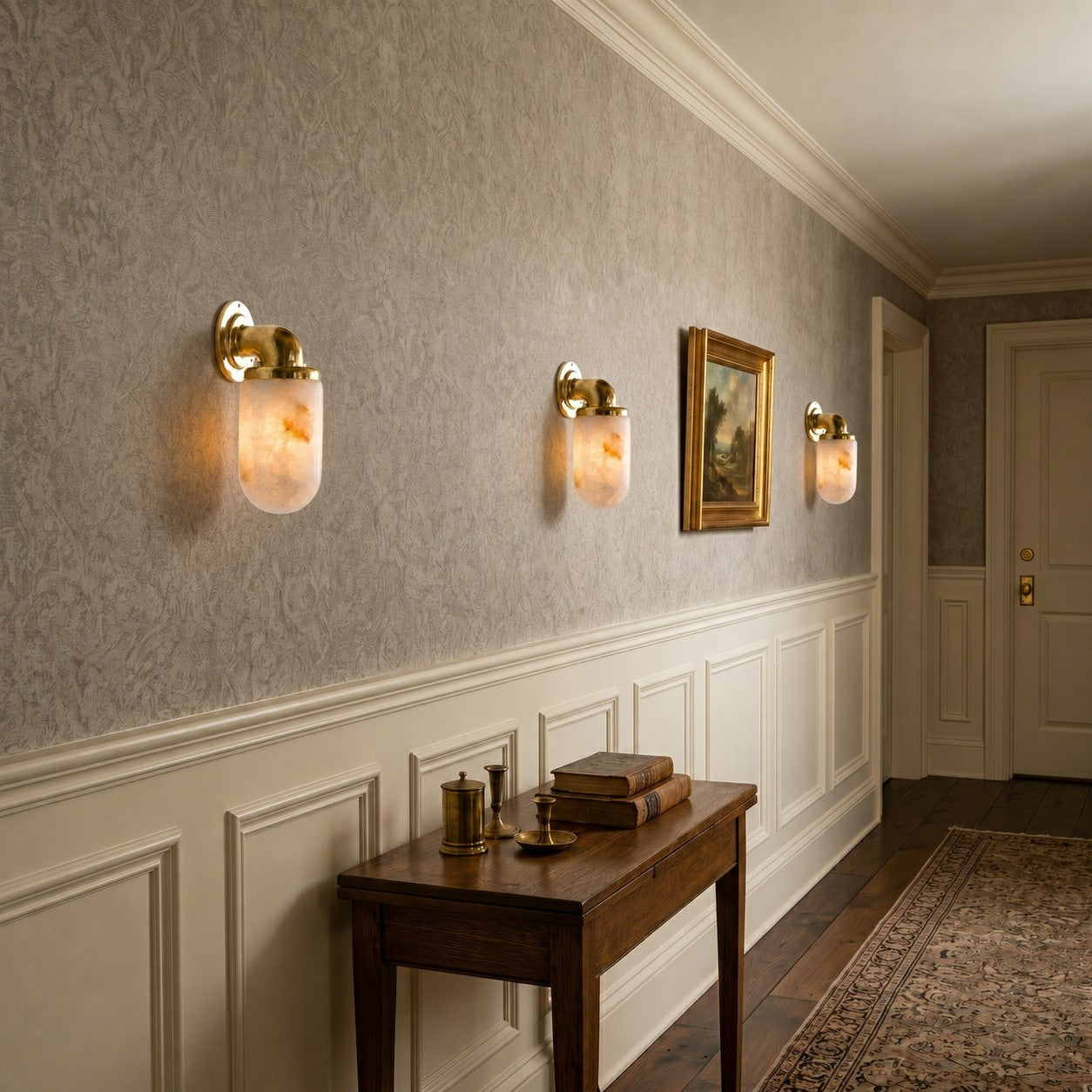 Vintage Utility Alabaster Wall Sconce