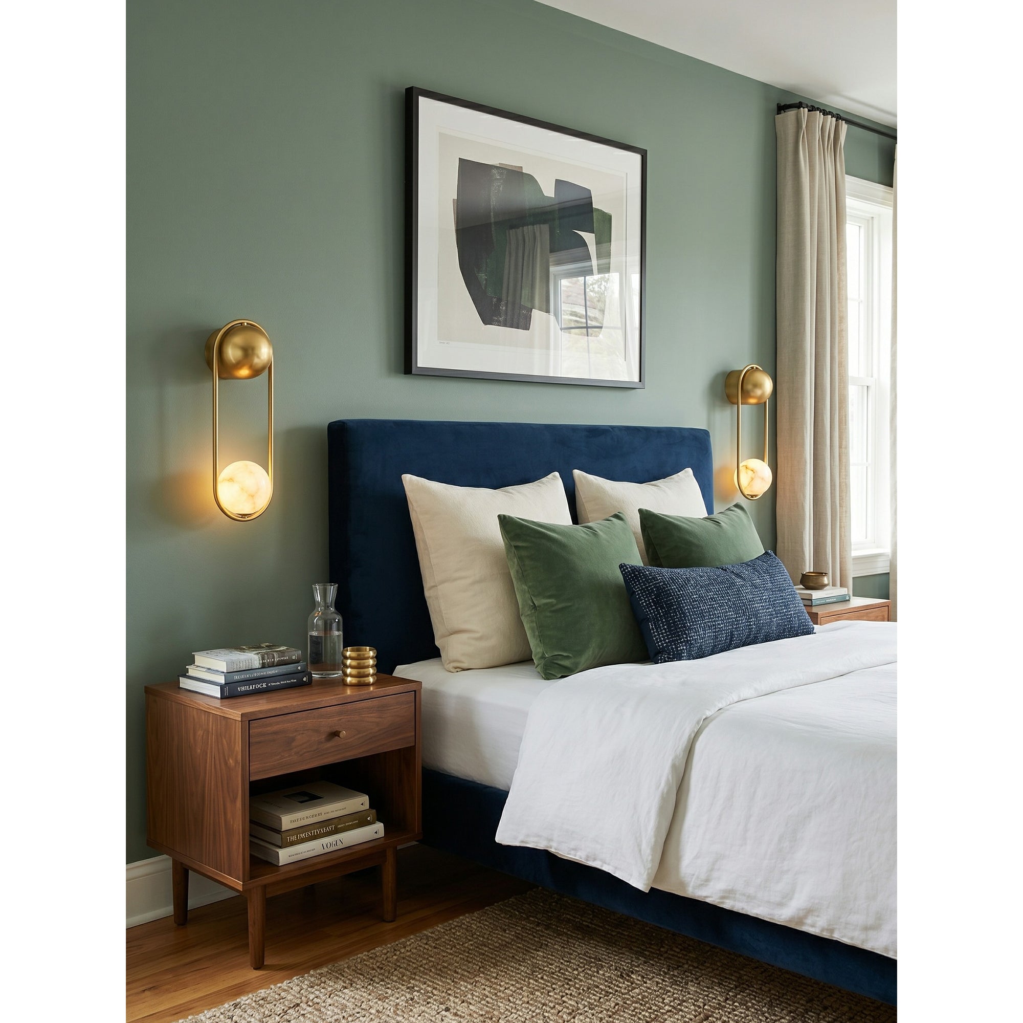 Brass & Alabaster Globe Wall Sconce