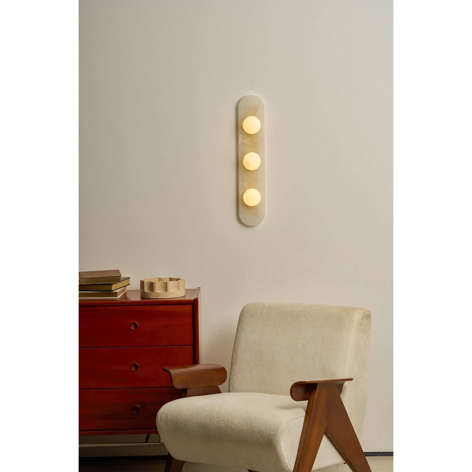 Tiered Alabaster Stone Wall Sconce