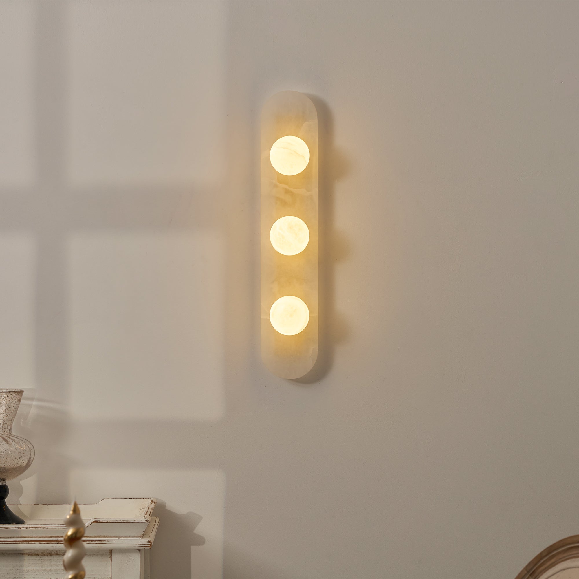 Tiered Alabaster Stone Wall Sconce