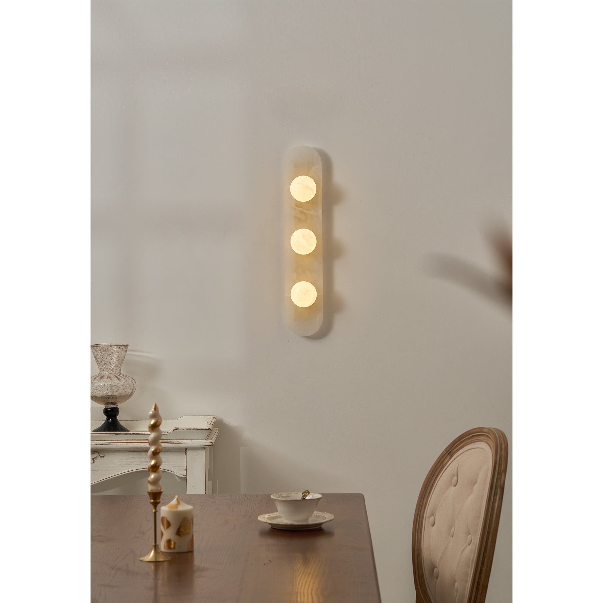 Tiered Alabaster Stone Wall Sconce