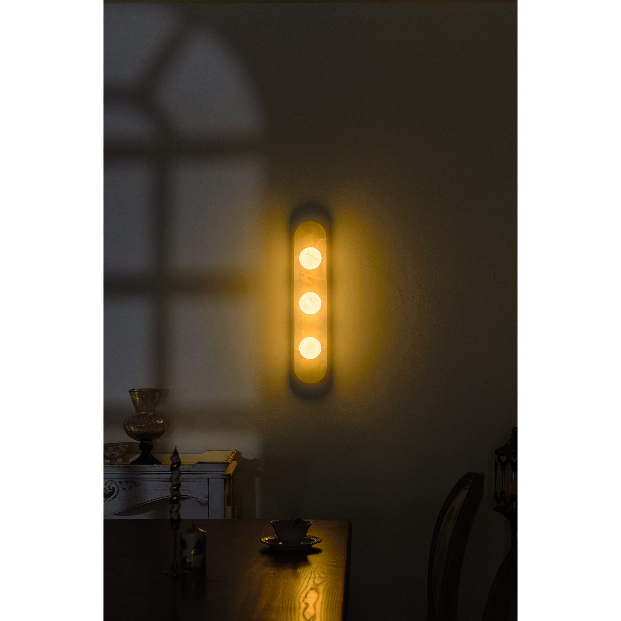Tiered Alabaster Stone Wall Sconce