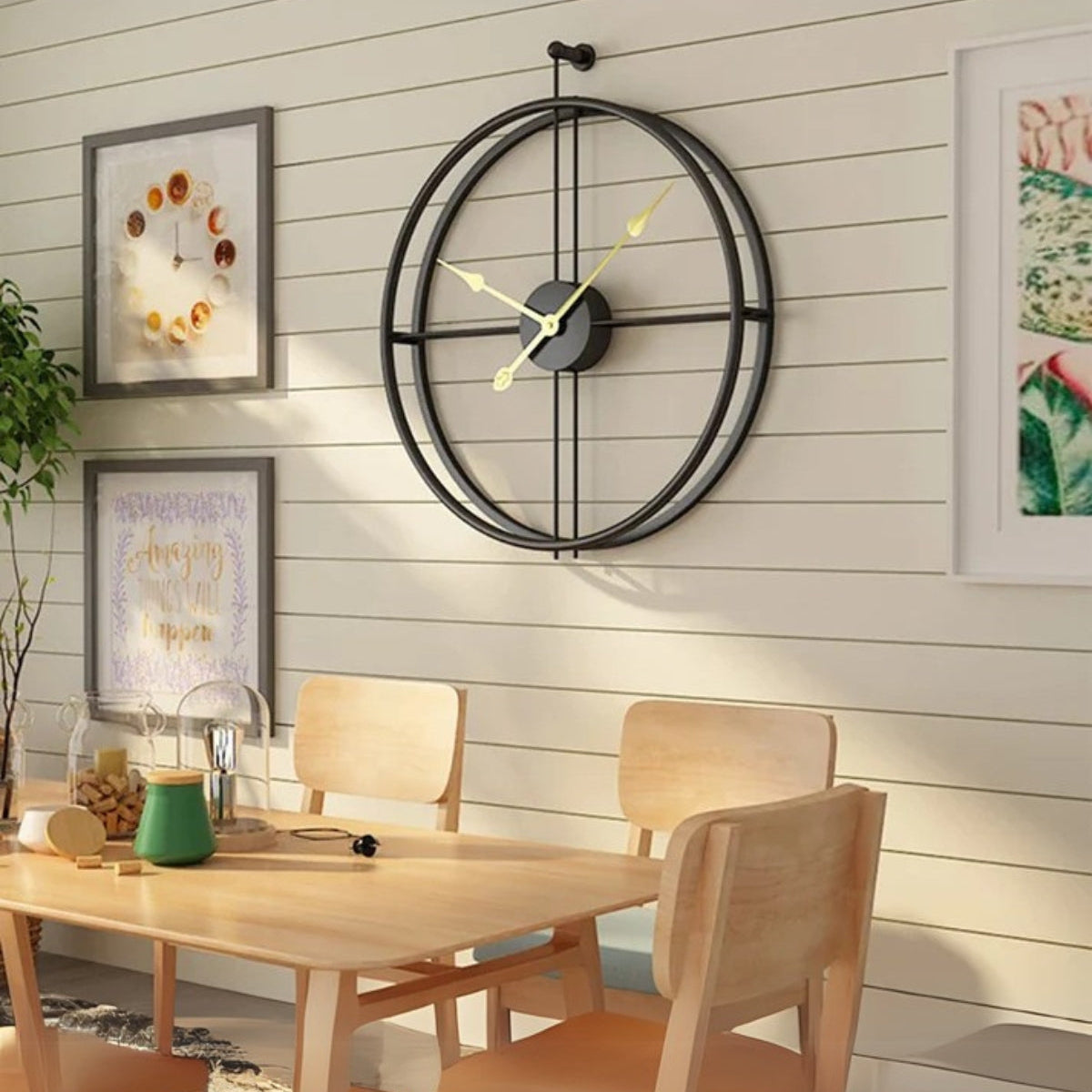 Oversized Open-Frame Metal Wall Clock