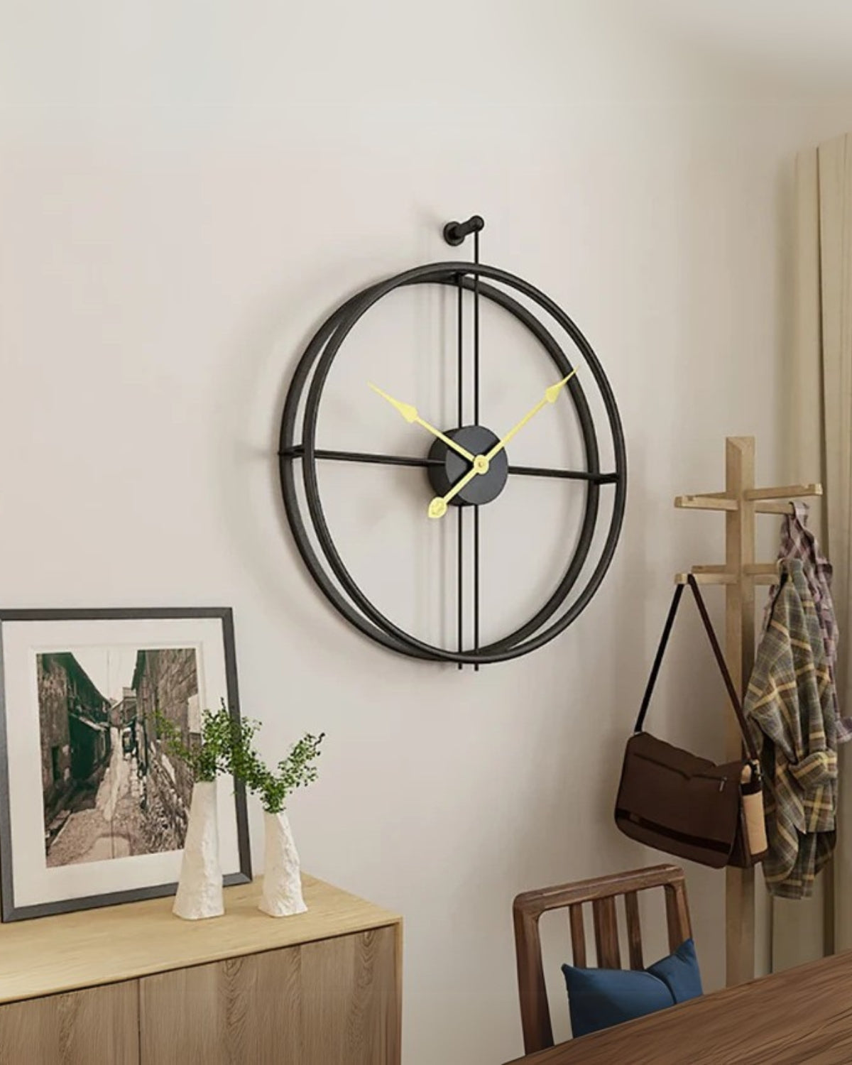 Oversized Open-Frame Metal Wall Clock