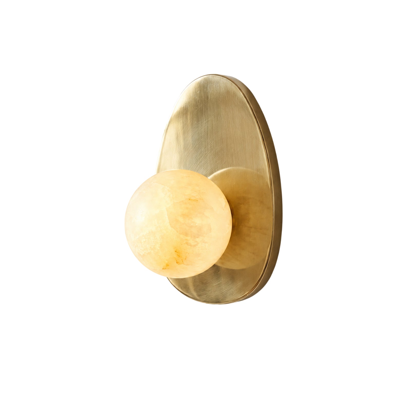 Round Alabaster Shade Brass Sconce