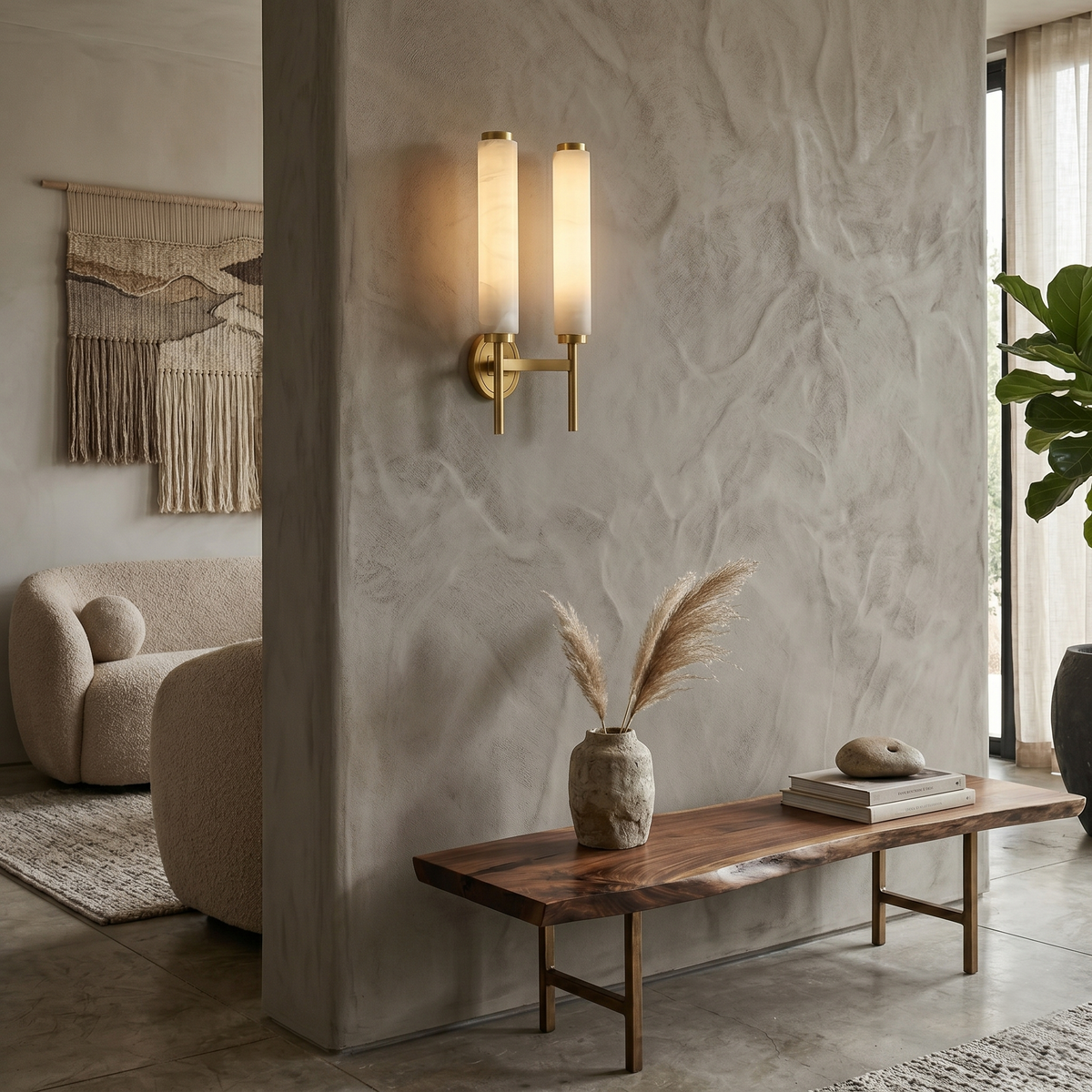 Talia Alabaster Column Sconce