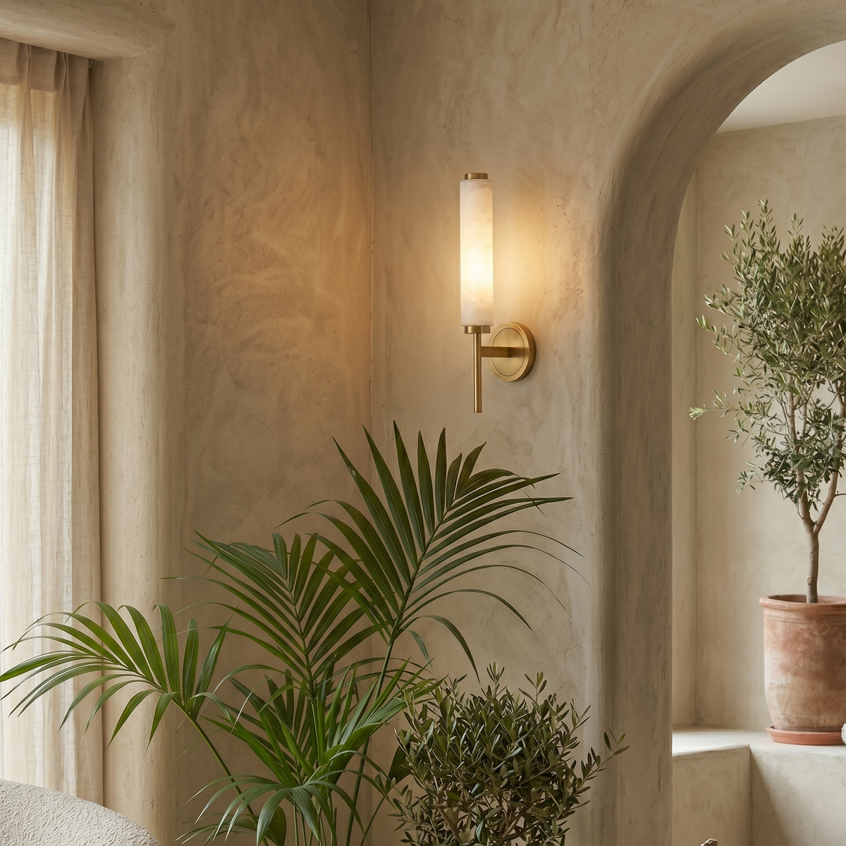 Talia Alabaster Column Sconce